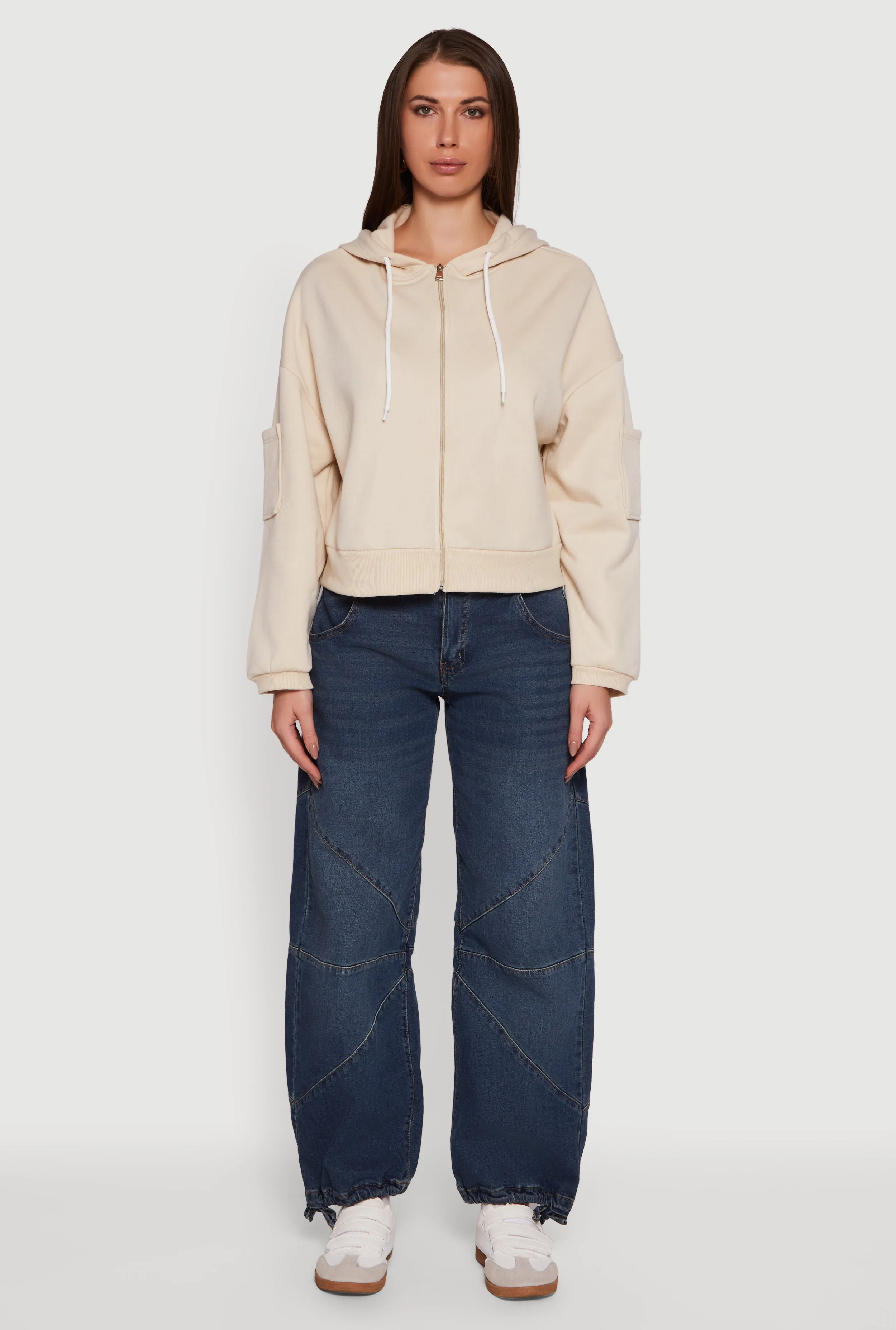 Drop Shoulder Zip Front Hooded Sweatshirt sold by Rainbow product image thumbnail 3