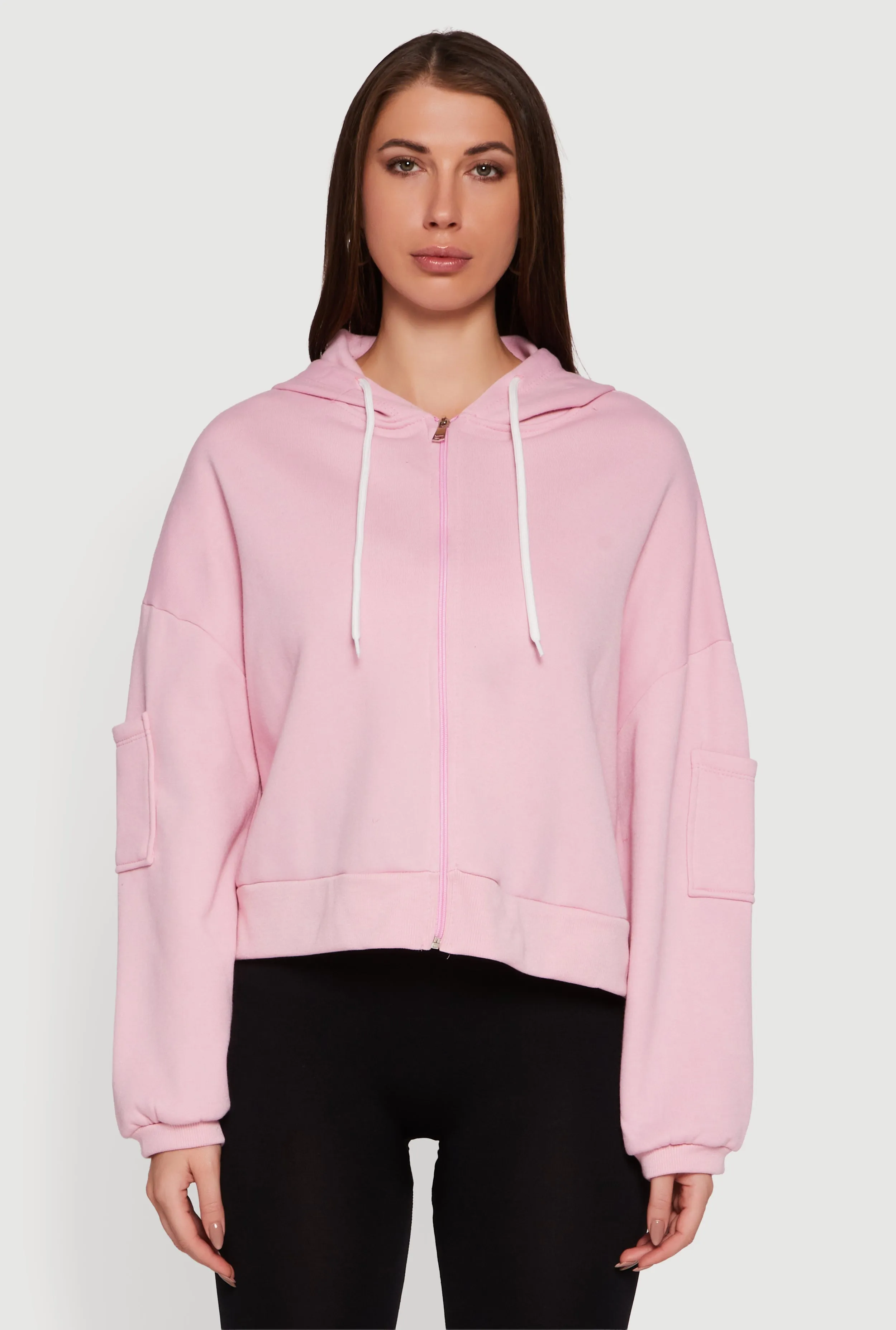 Drop Shoulder Zip Front Hooded Sweatshirt sold by Rainbow product image thumbnail 2