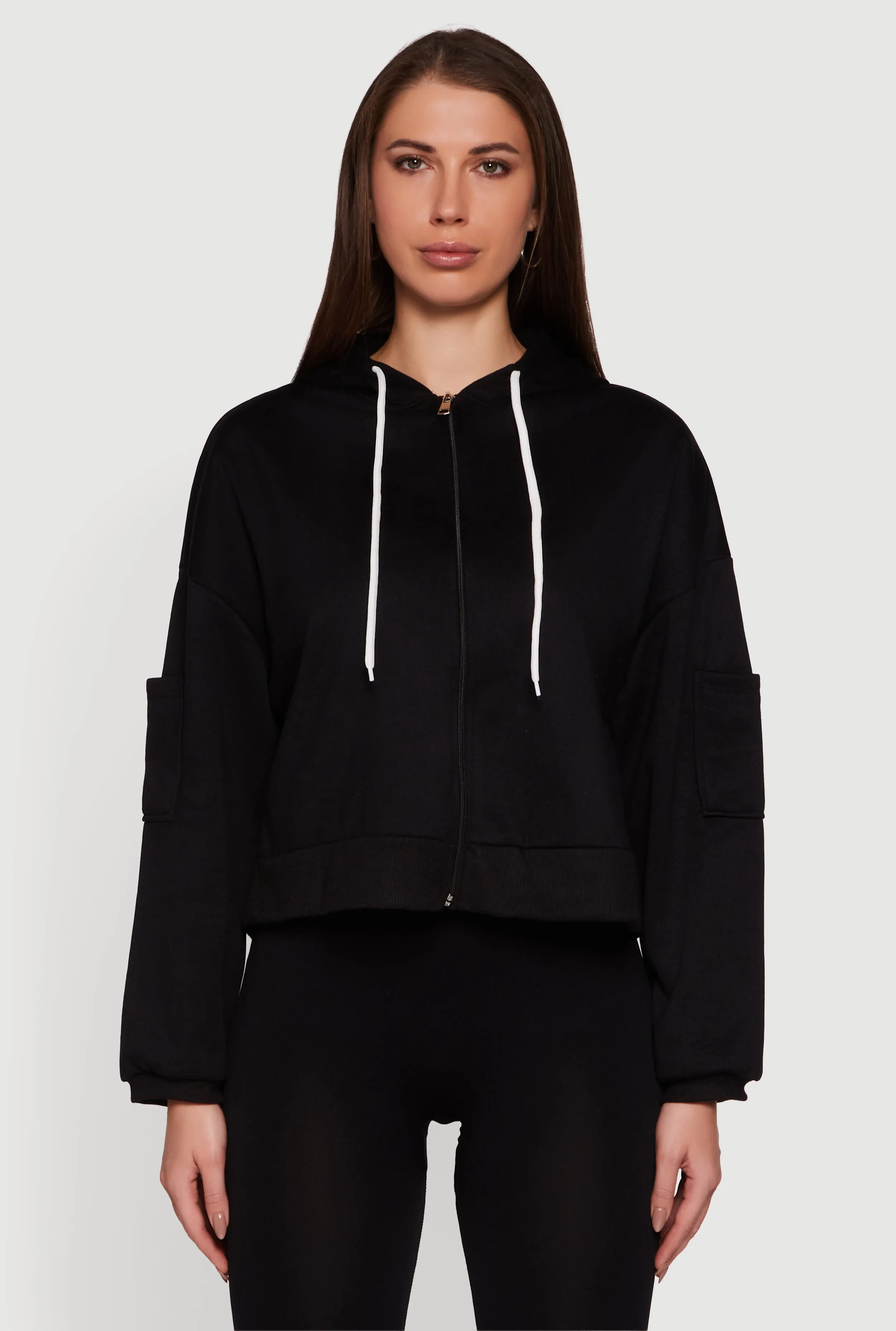 Drop Shoulder Zip Front Hooded Sweatshirt sold by Rainbow product image thumbnail 2