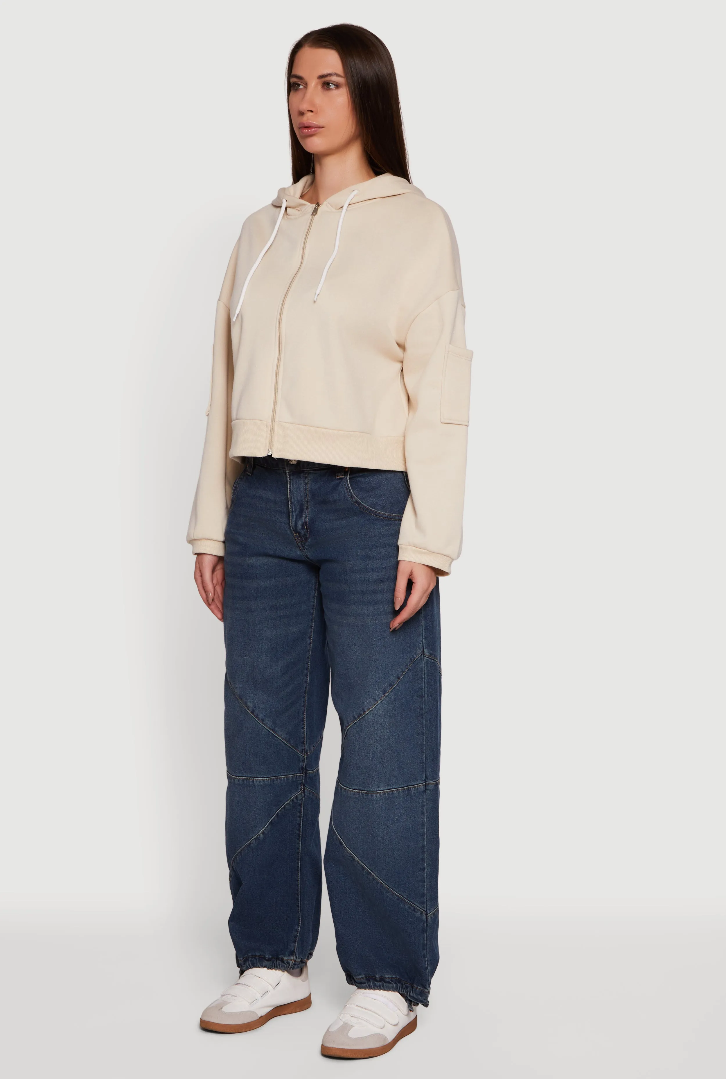 Drop Shoulder Zip Front Hooded Sweatshirt sold by Rainbow product image thumbnail 5