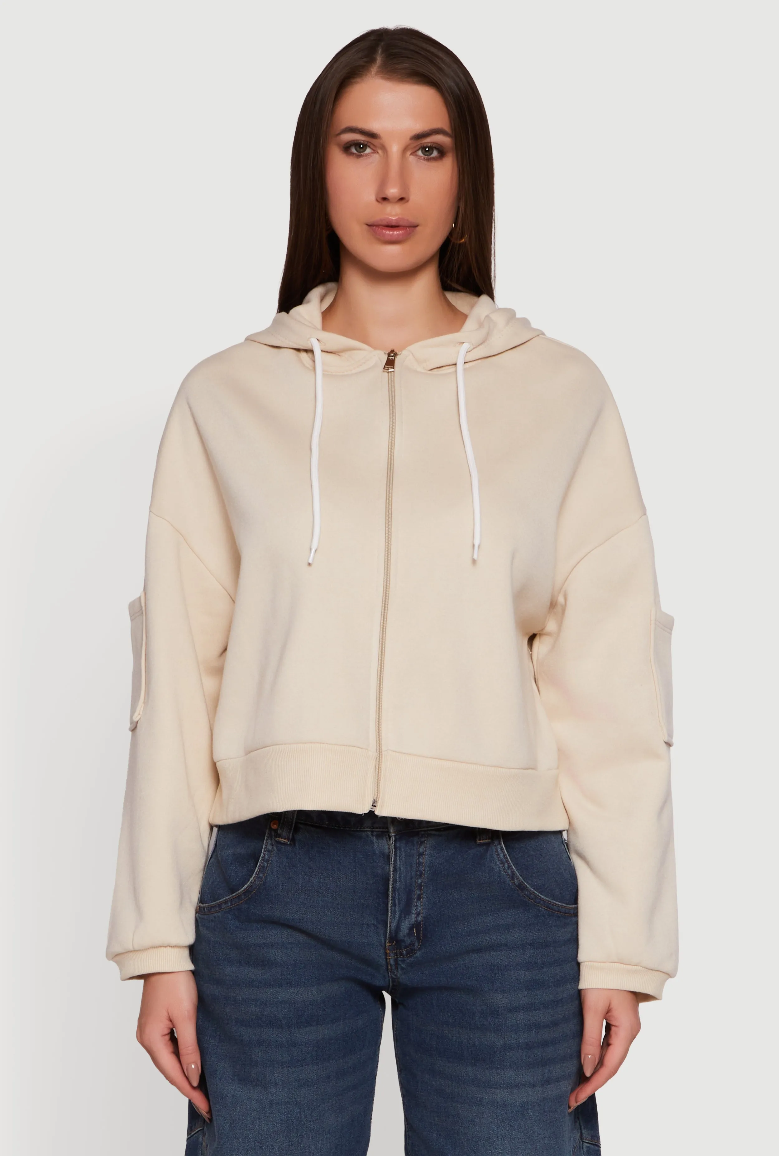 Drop Shoulder Zip Front Hooded Sweatshirt sold by Rainbow product image thumbnail 2