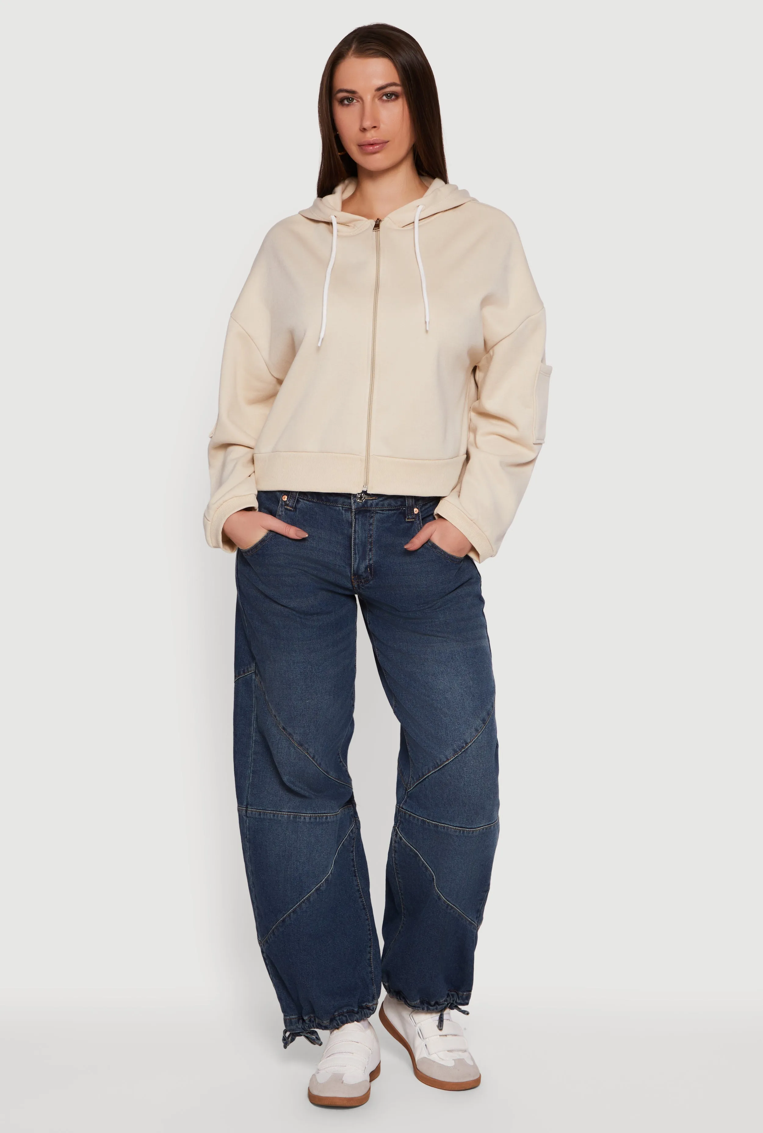 Drop Shoulder Zip Front Hooded Sweatshirt sold by Rainbow product image thumbnail 3