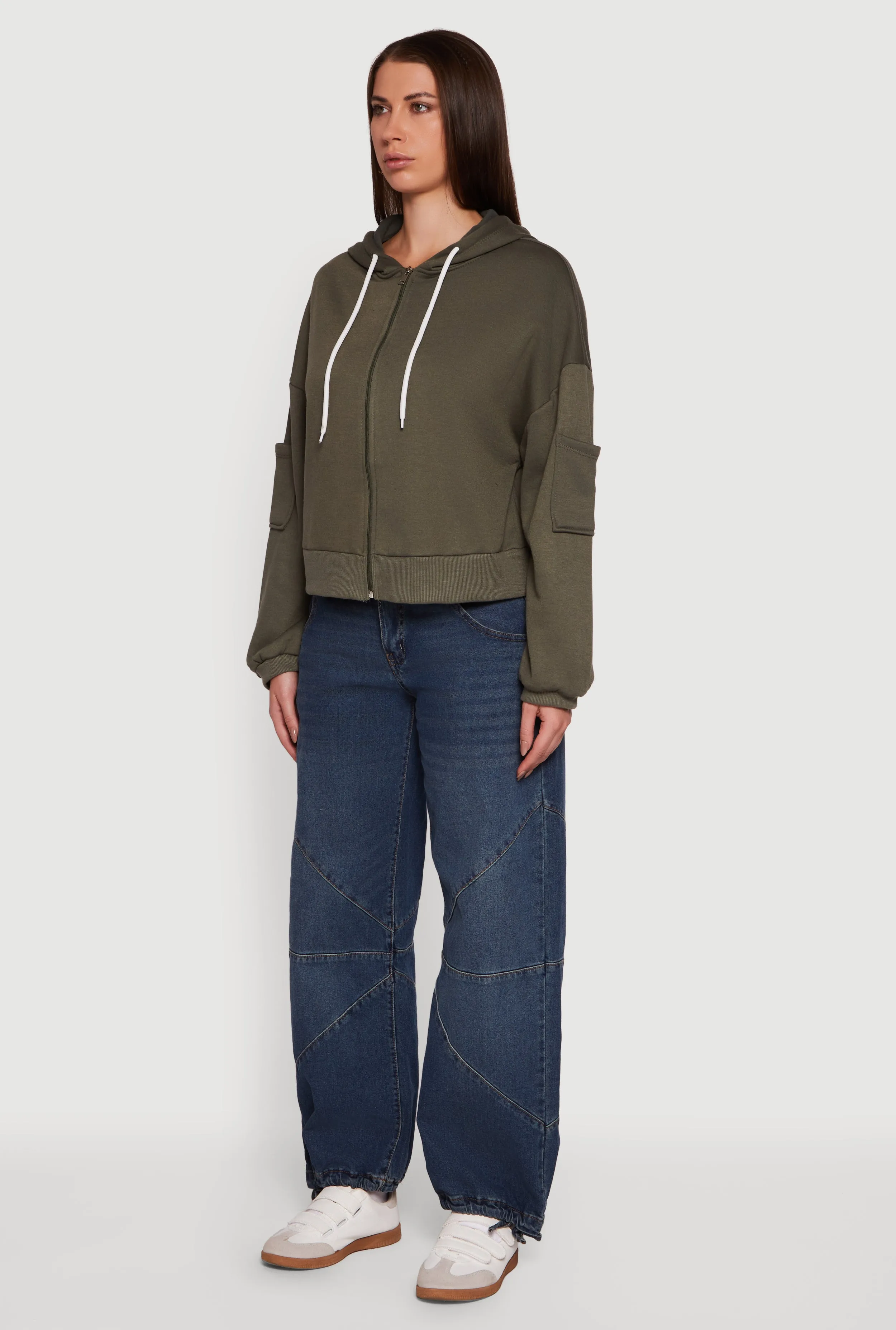 Drop Shoulder Zip Front Hooded Sweatshirt sold by Rainbow product image thumbnail 5