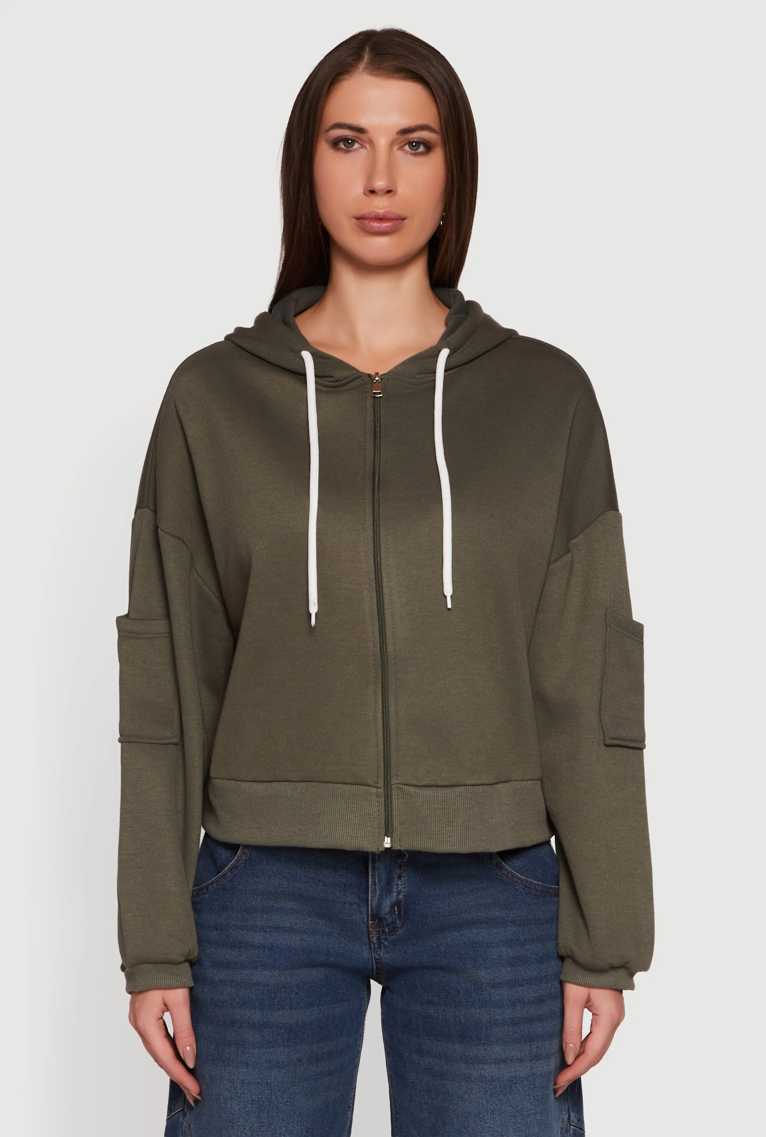 Drop Shoulder Zip Front Hooded Sweatshirt sold by Rainbow product image thumbnail 2