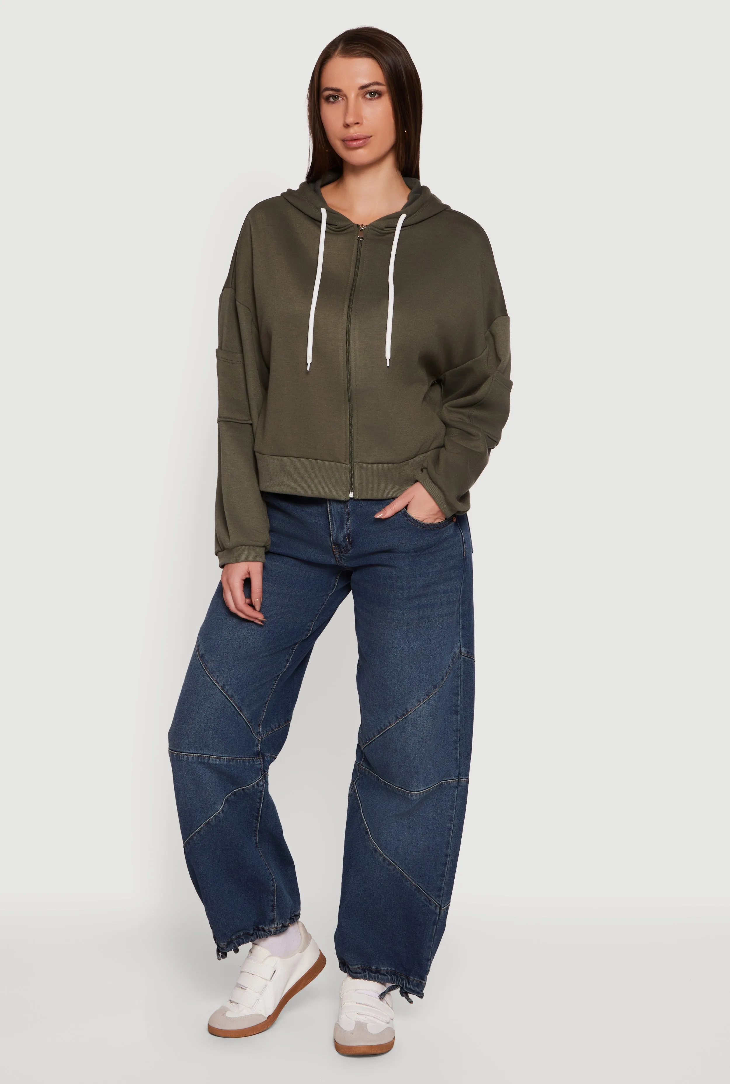 Drop Shoulder Zip Front Hooded Sweatshirt sold by Rainbow product image thumbnail 3