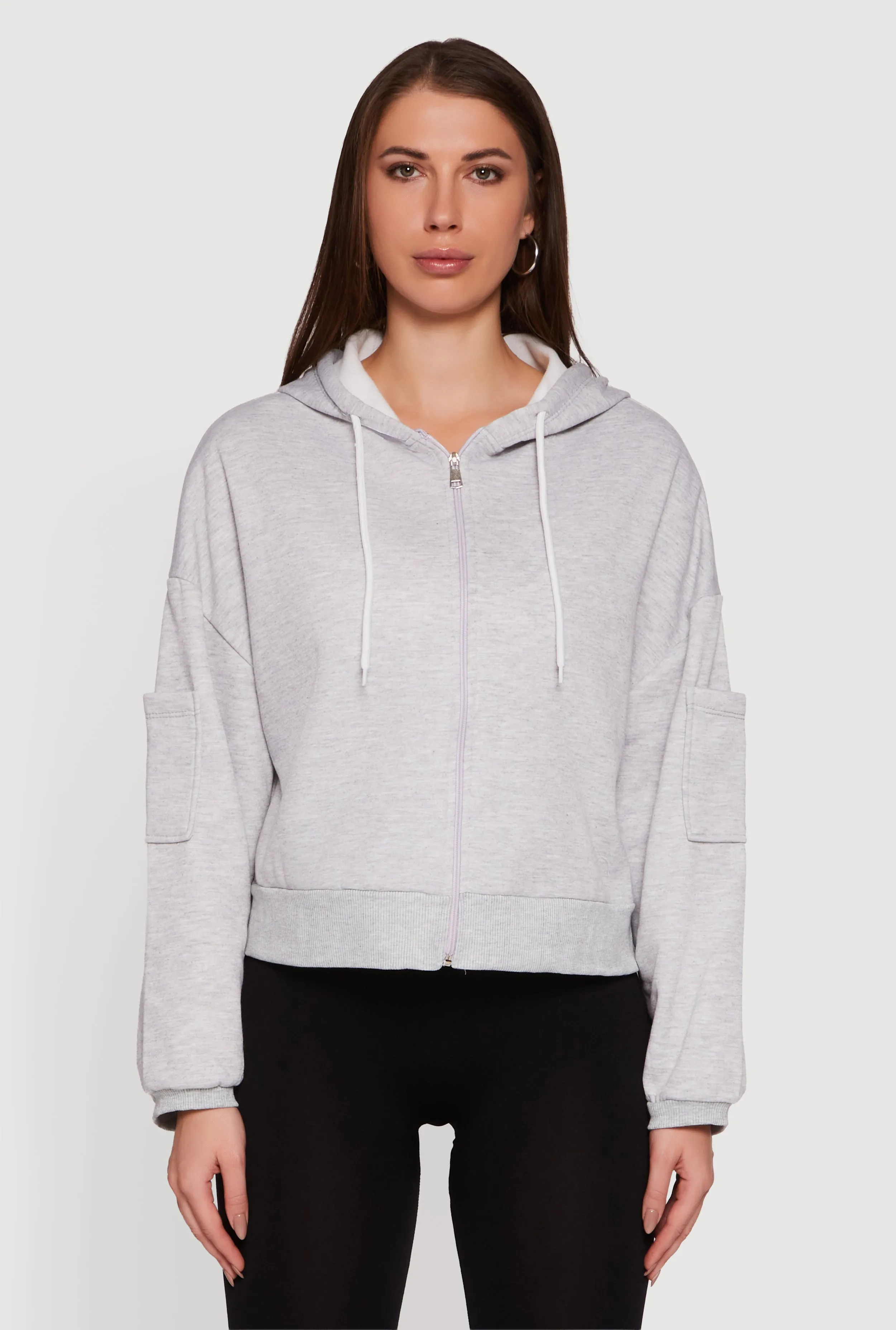 Drop Shoulder Zip Front Hooded Sweatshirt sold by Rainbow product image thumbnail 2