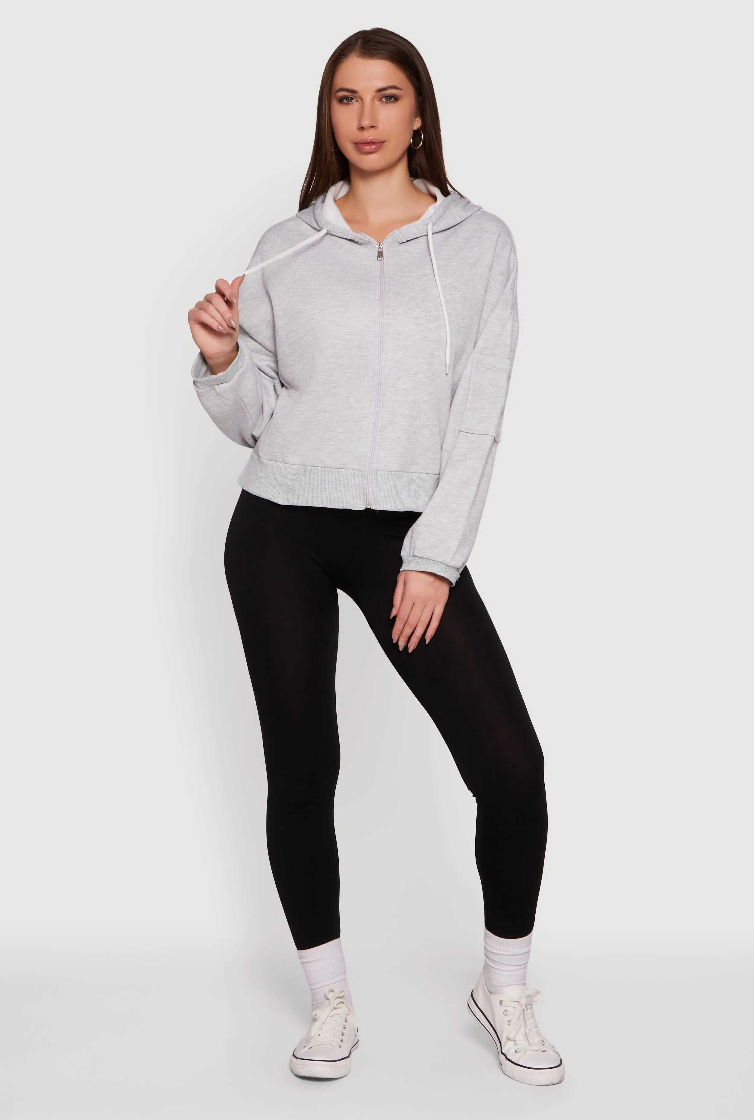 Drop Shoulder Zip Front Hooded Sweatshirt sold by Rainbow product image thumbnail 3