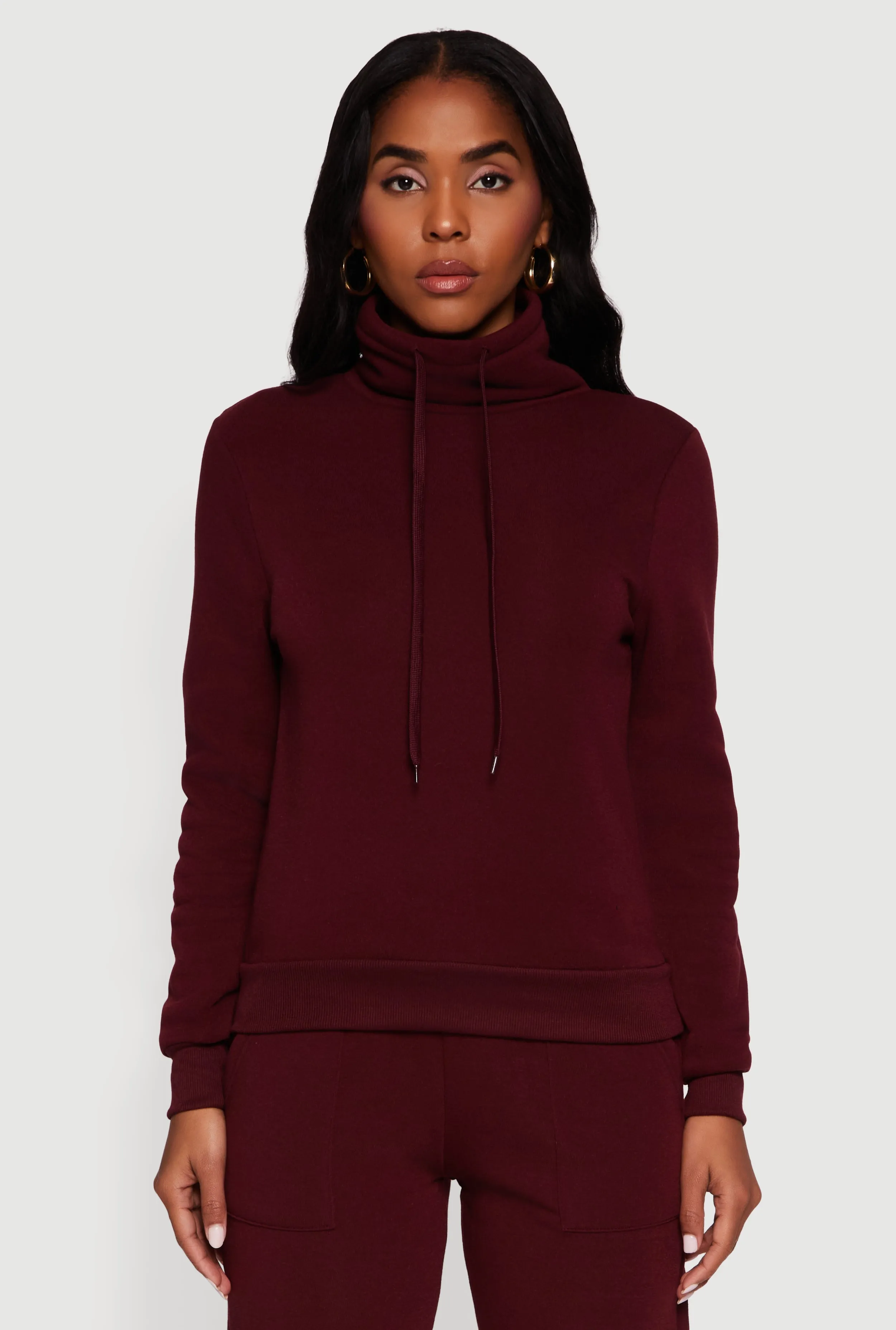 Drawstring Funnel Neck Pullover Sweatshirt sold by Rainbow