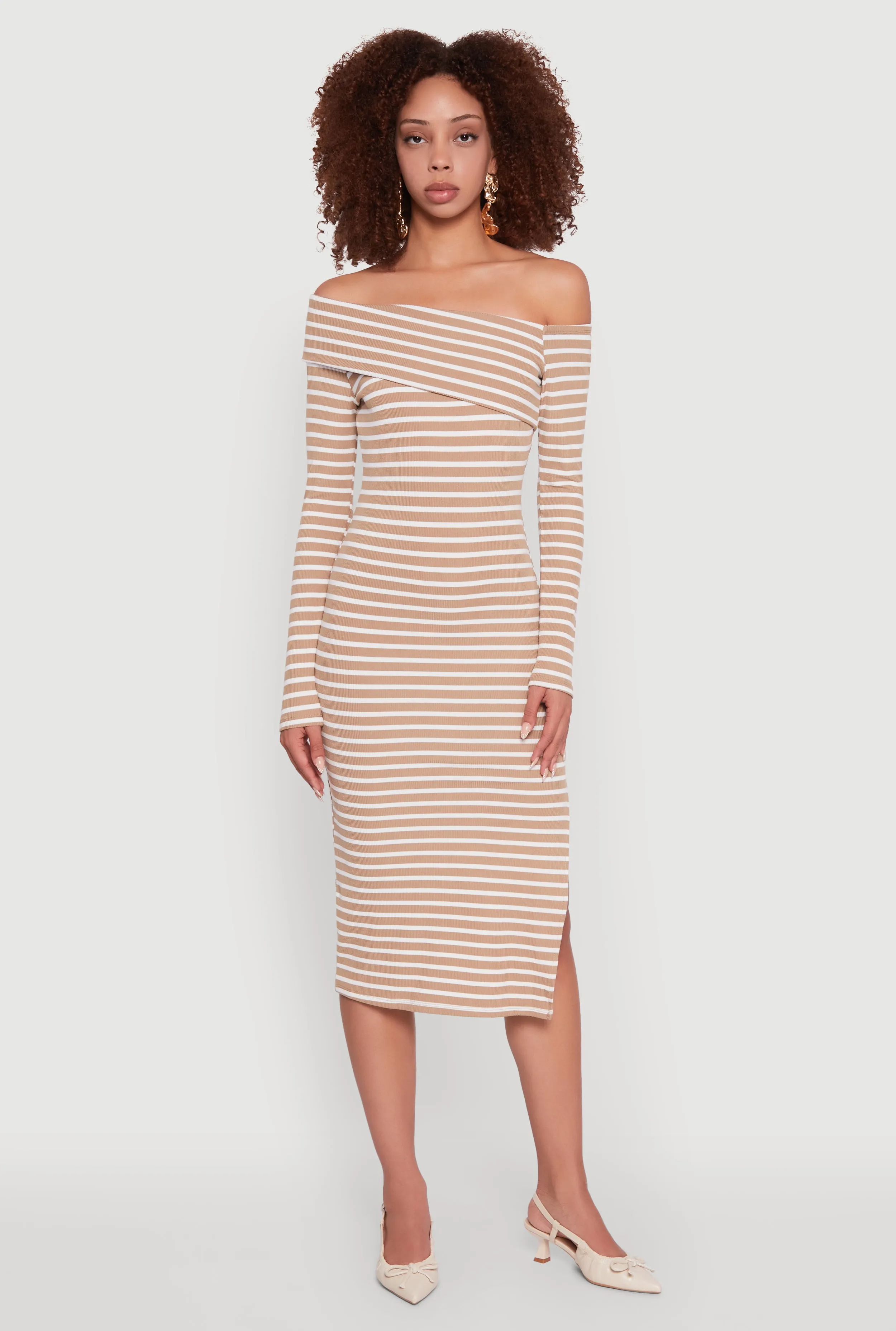 Maya Ribbed Knit Striped Boat Neck Dress sold by Rainbow product image thumbnail 3