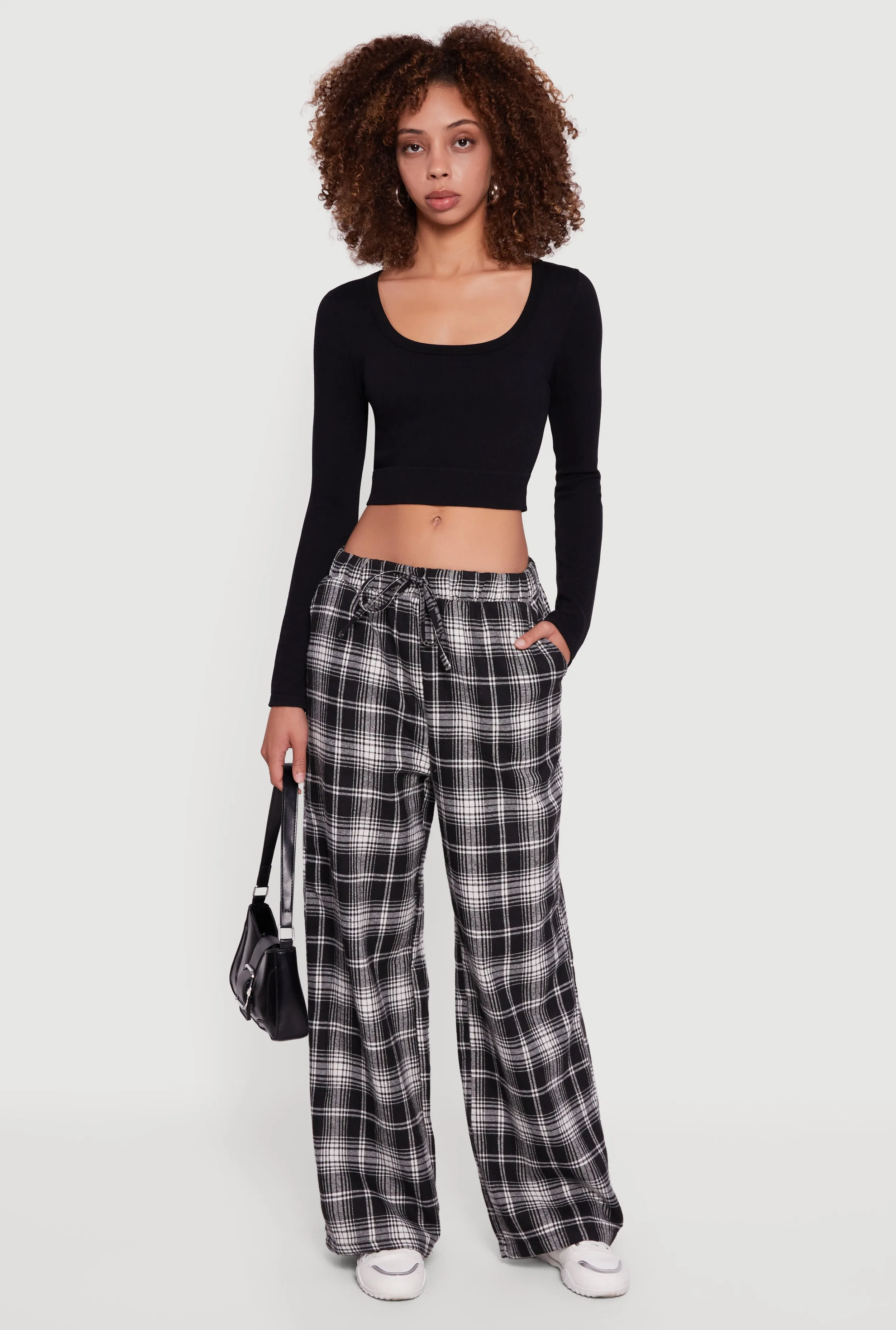 Plaid Mid Rise Wide Leg Lounge Pants sold by Rainbow