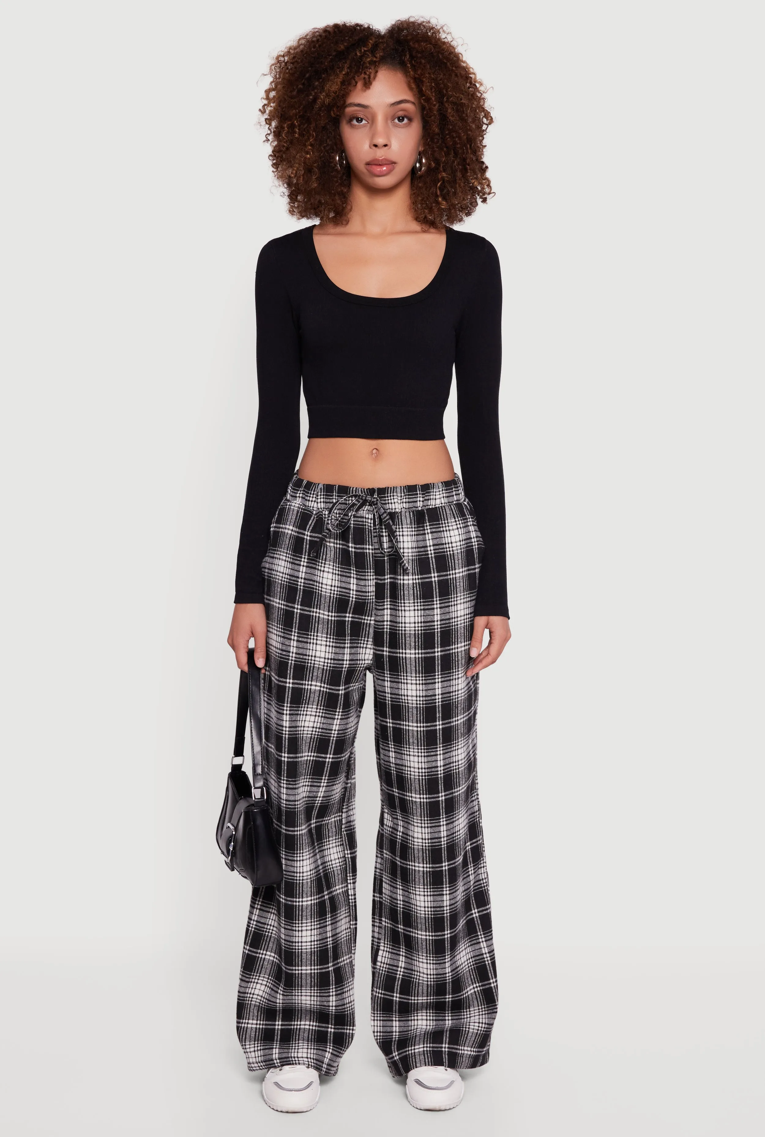 Plaid Mid Rise Wide Leg Lounge Pants sold by Rainbow product image thumbnail 2