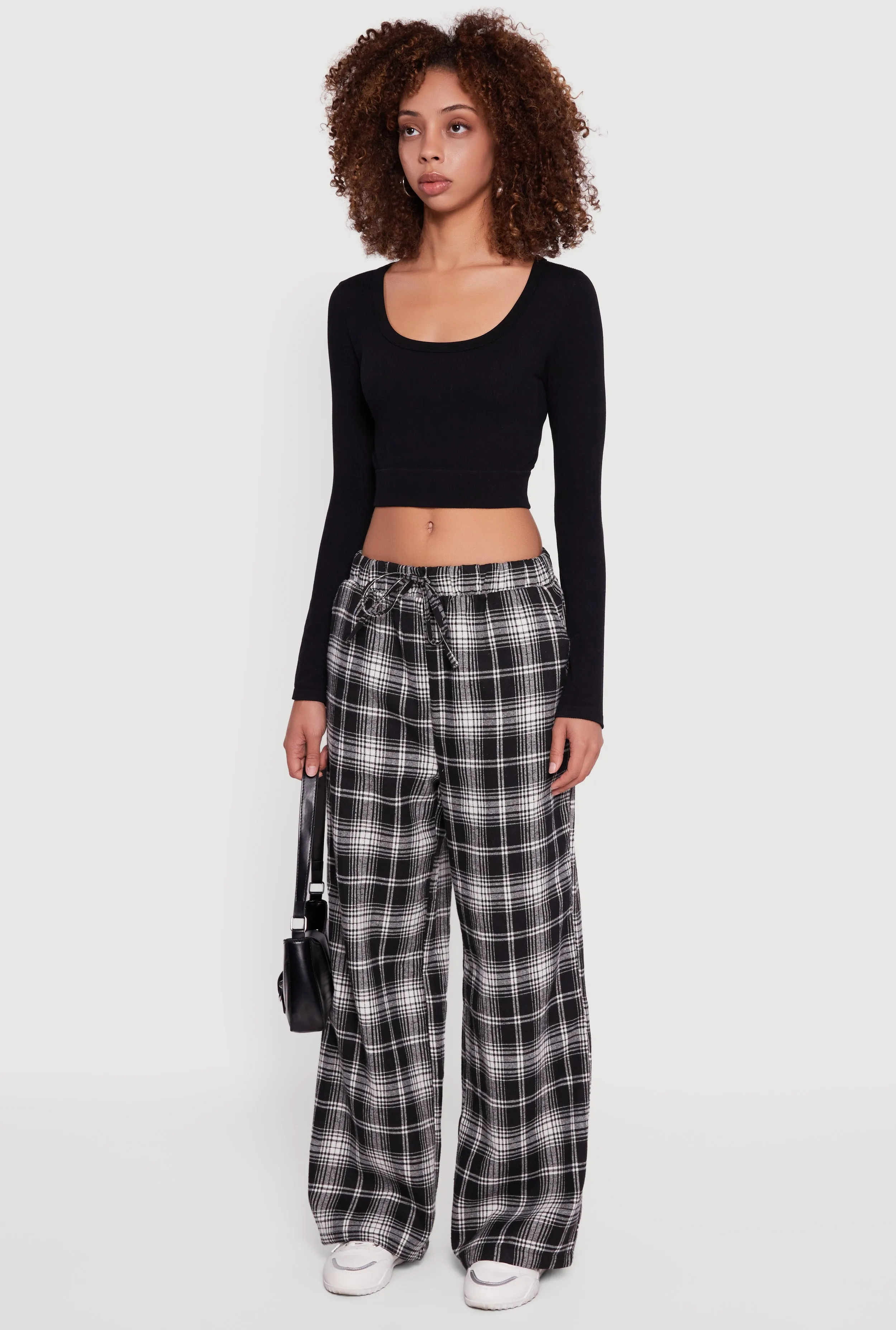 Plaid Mid Rise Wide Leg Lounge Pants sold by Rainbow product image thumbnail 3