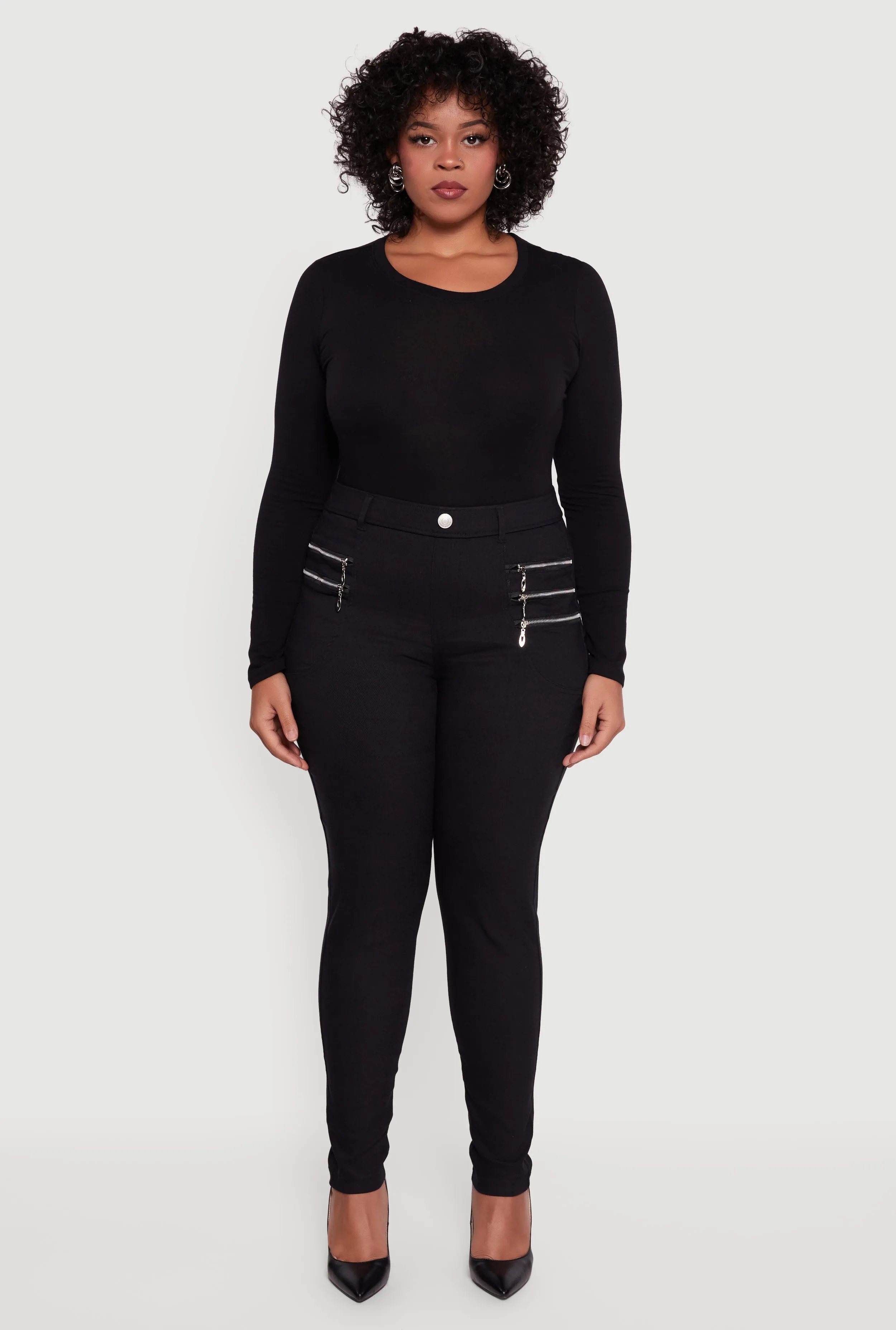 Plus Size Faux Zip Pocket Pull On Dress Pants sold by Rainbow product image thumbnail 2