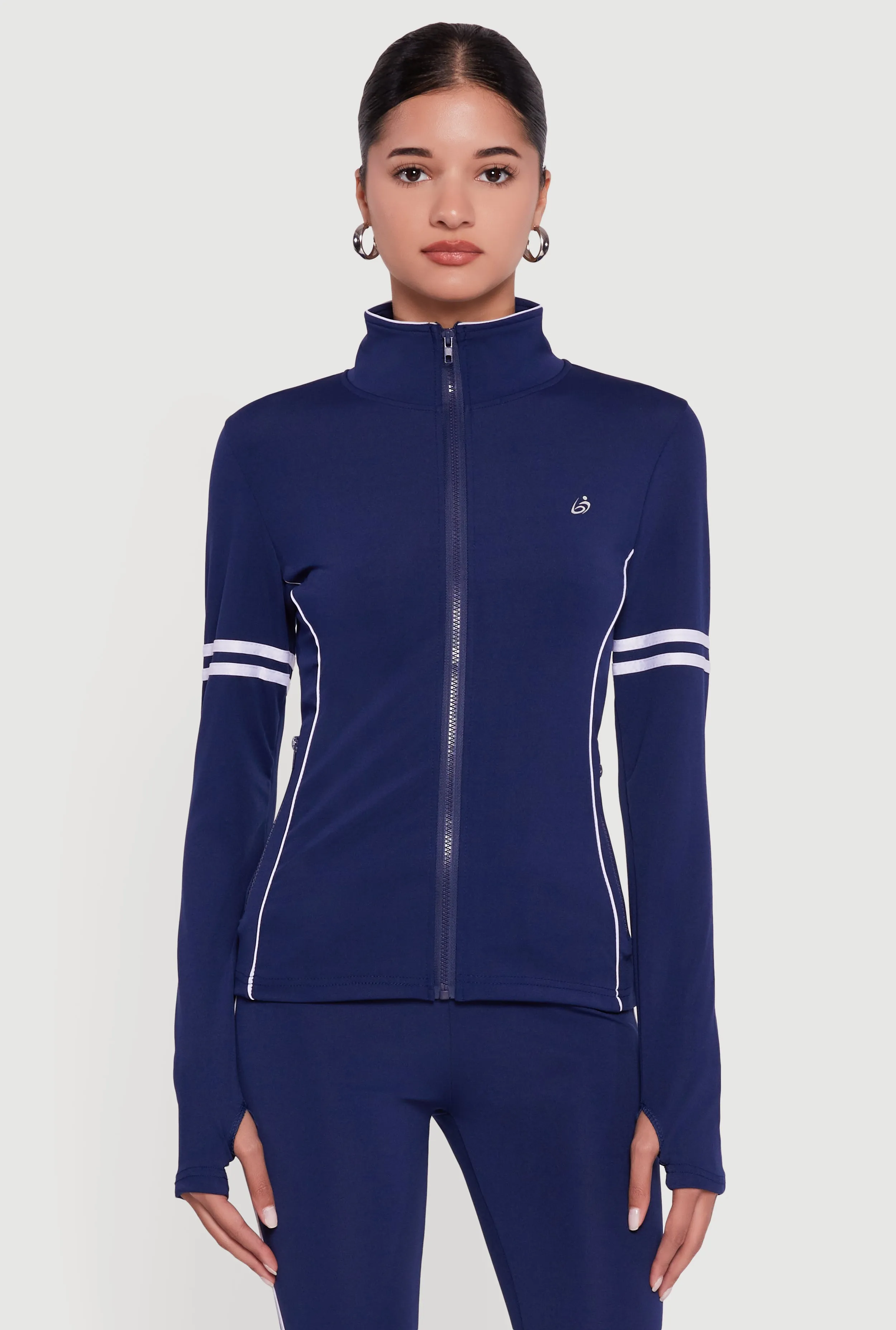 Zip Front Mock Neck Varsity Stripe Track Jacket sold by Rainbow product image thumbnail 3