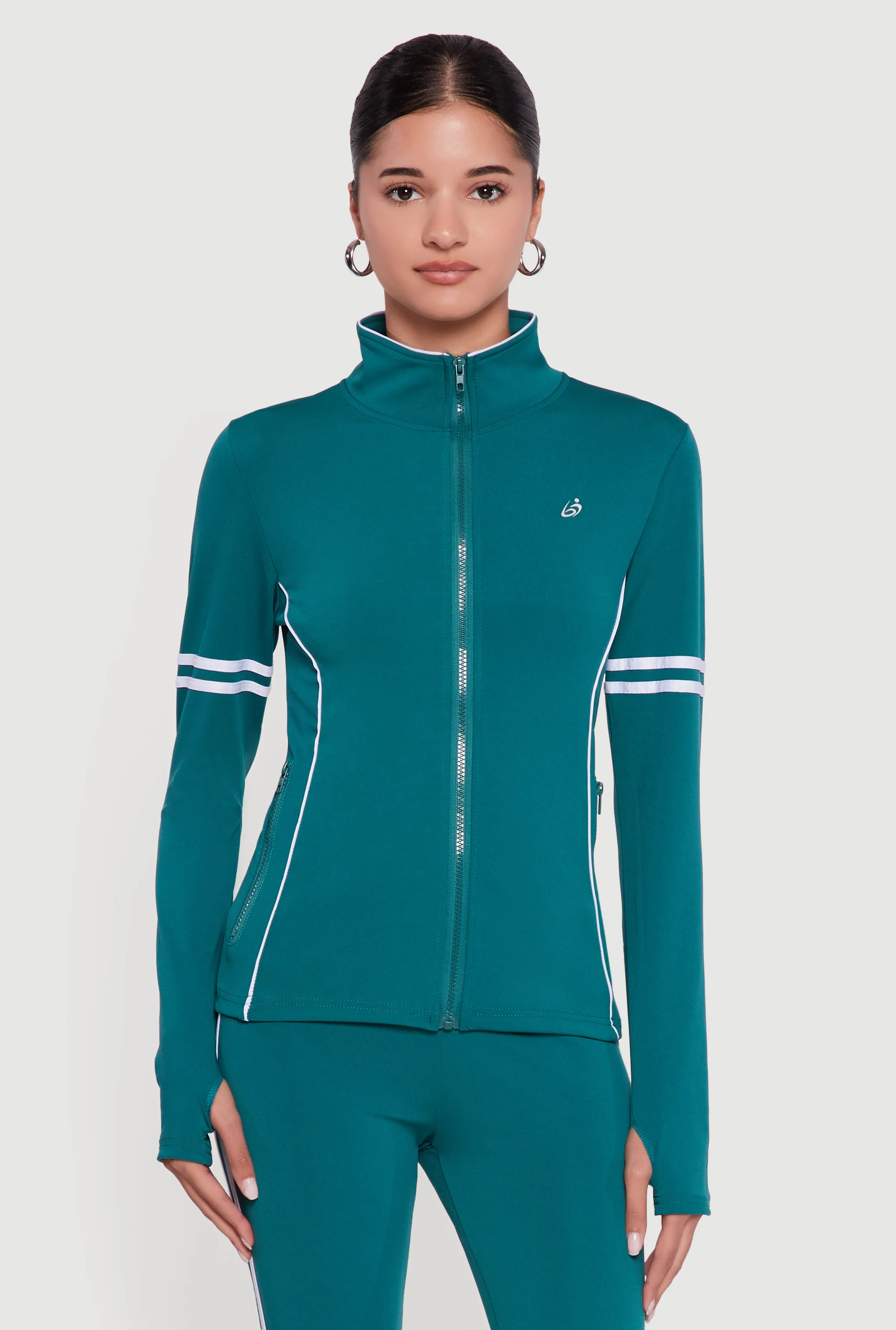 Zip Front Mock Neck Varsity Stripe Track Jacket sold by Rainbow product image thumbnail 2