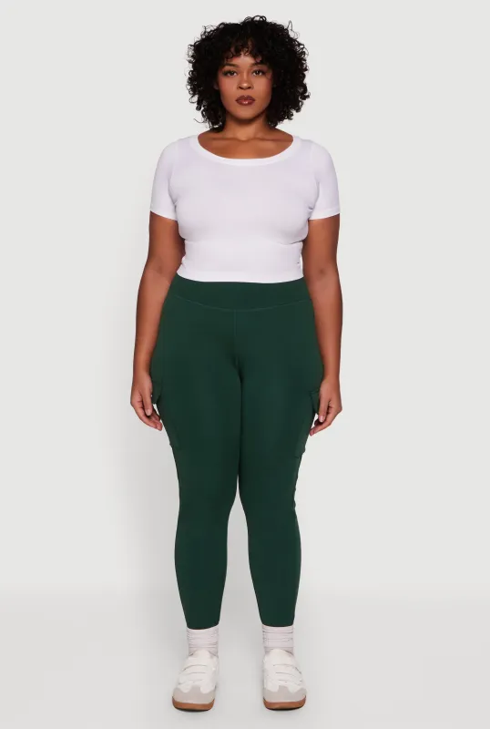 Plus Size High Waisted Cargo Pocket Leggings sold by Rainbow