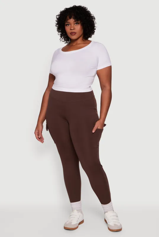 Plus Size High Waisted Cargo Pocket Leggings sold by Rainbow