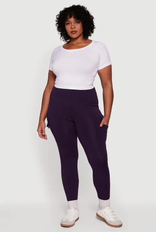 Plus Size High Waisted Cargo Pocket Leggings sold by Rainbow
