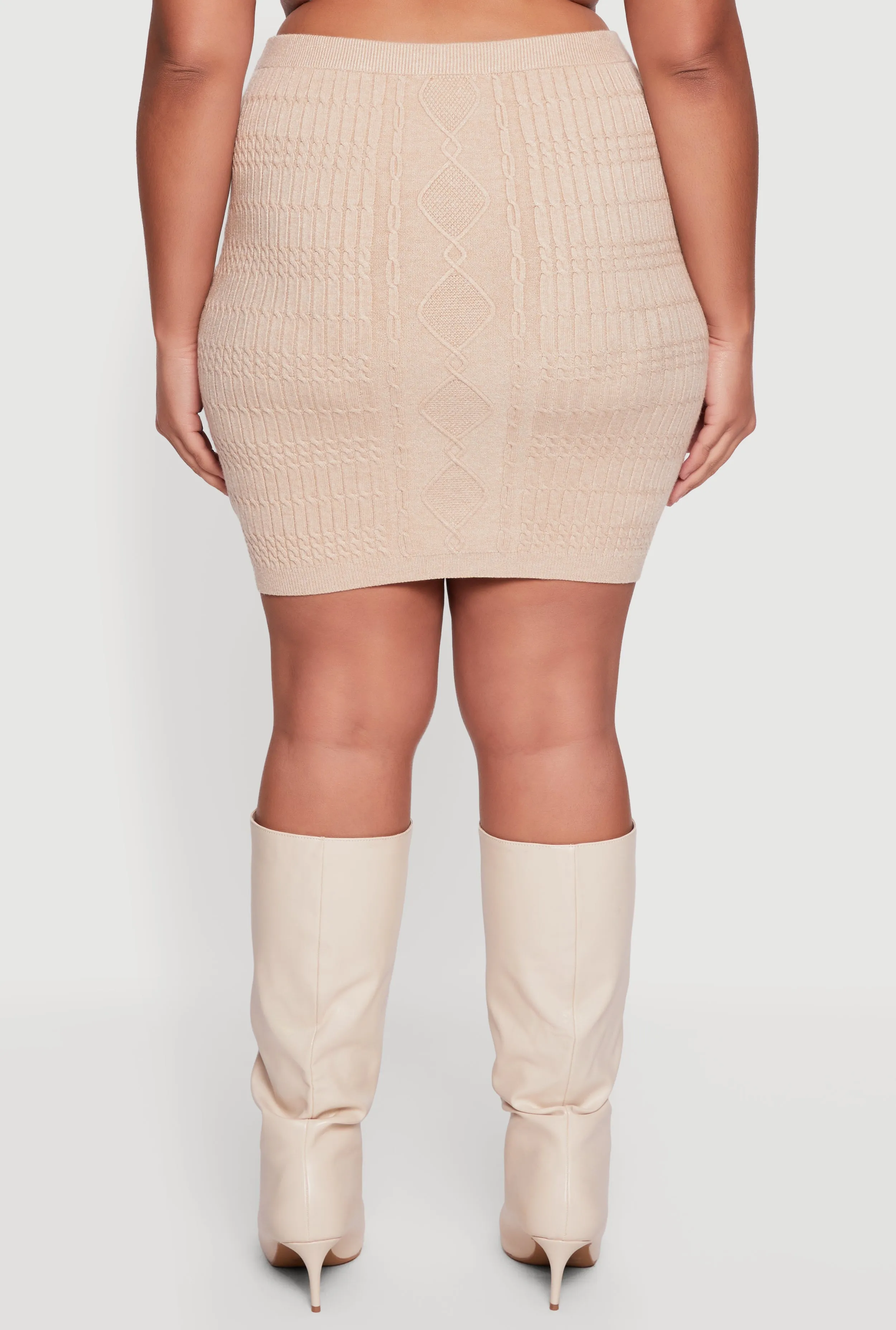Plus Size High Waisted Cable Knit Mini Skirt sold by Rainbow product image thumbnail 5