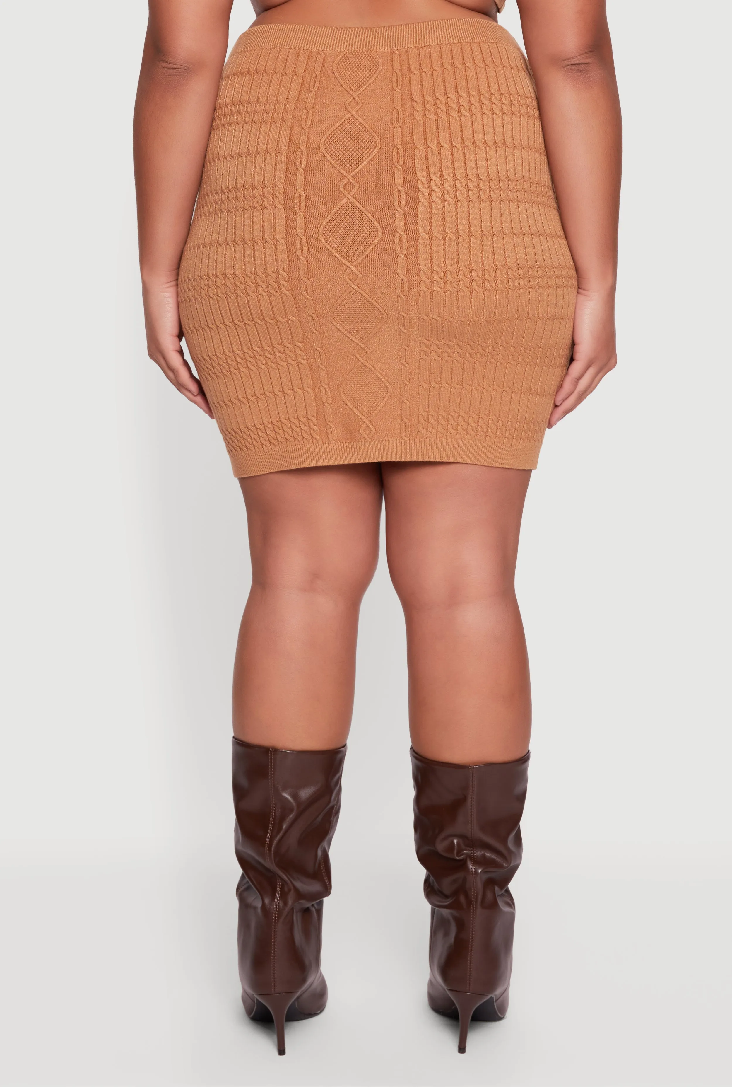 Plus Size High Waisted Cable Knit Mini Skirt sold by Rainbow product image thumbnail 5
