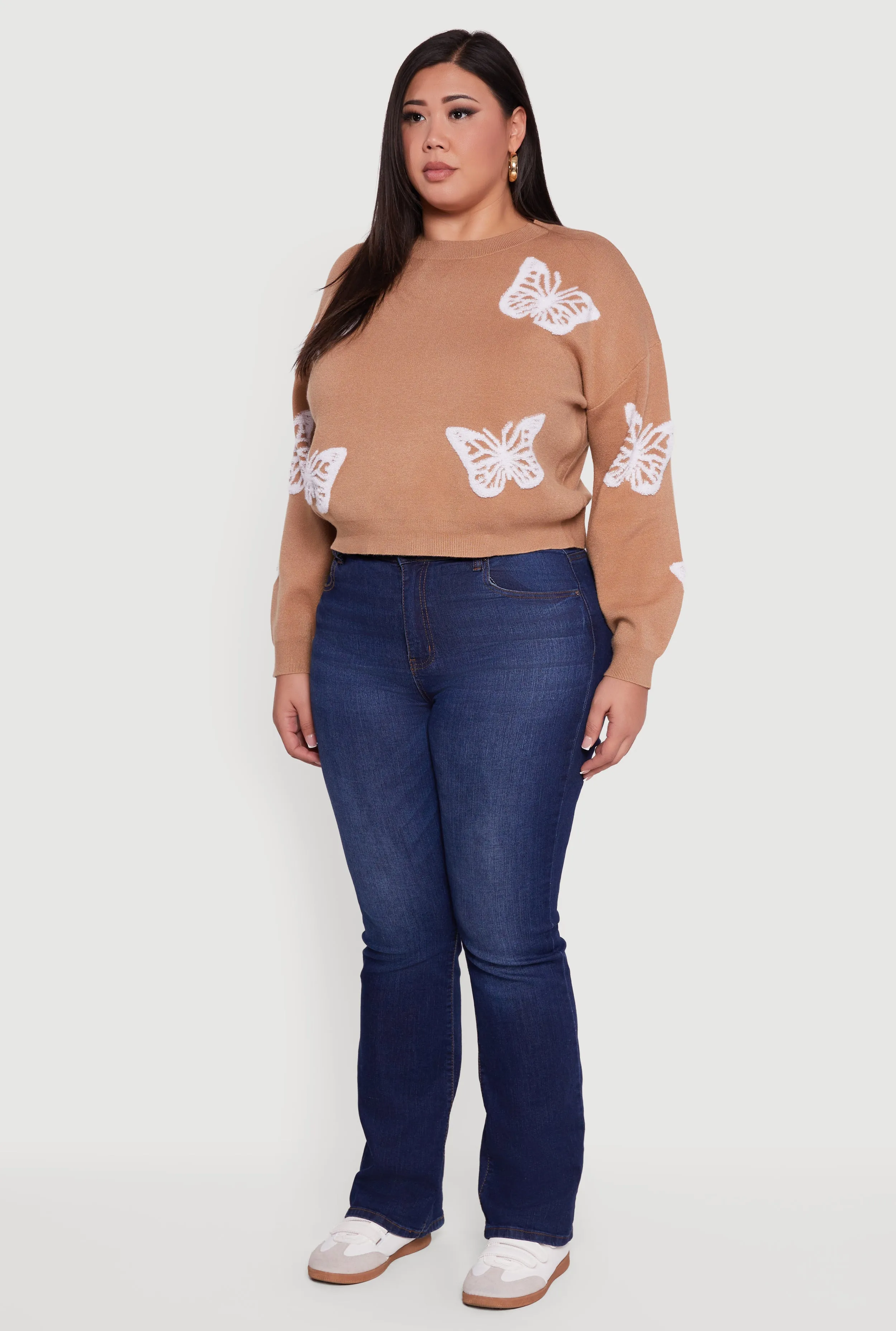 Plus Size Butterfly Tufted Knit Crew Neck Sweater sold by Rainbow product image thumbnail 5
