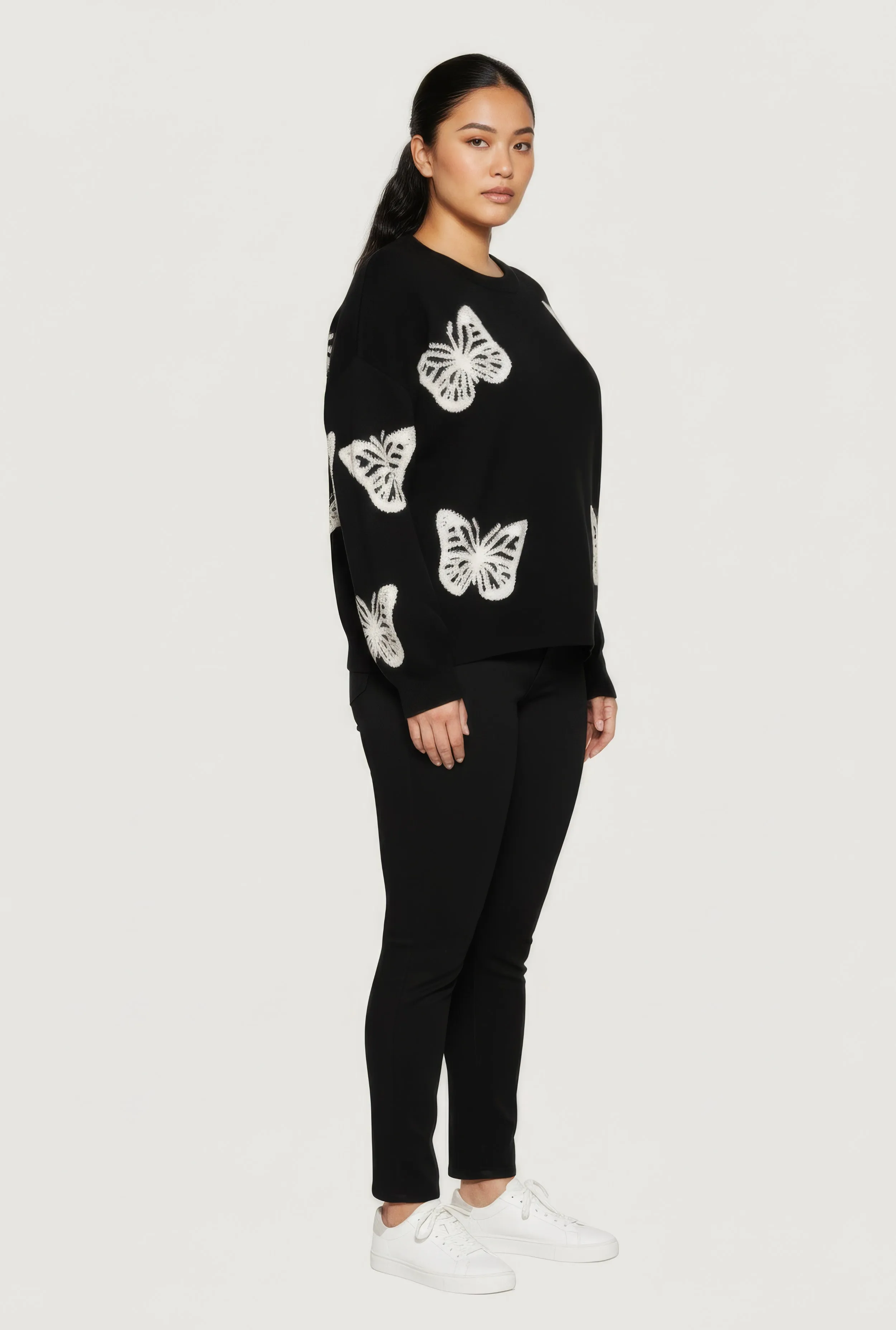 Plus Size Butterfly Tufted Knit Crew Neck Sweater sold by Rainbow product image thumbnail 5
