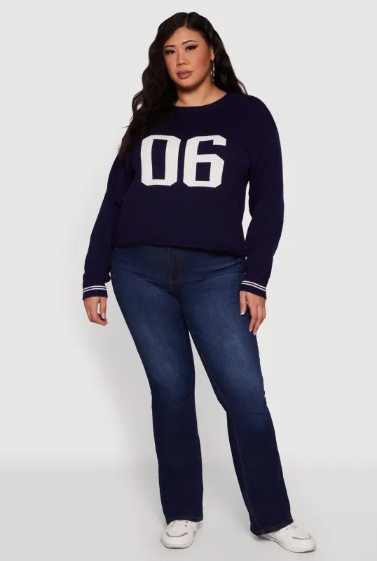 Plus Size Ribbed Knit 06 Graphic Print Sweater made by Rainbow
