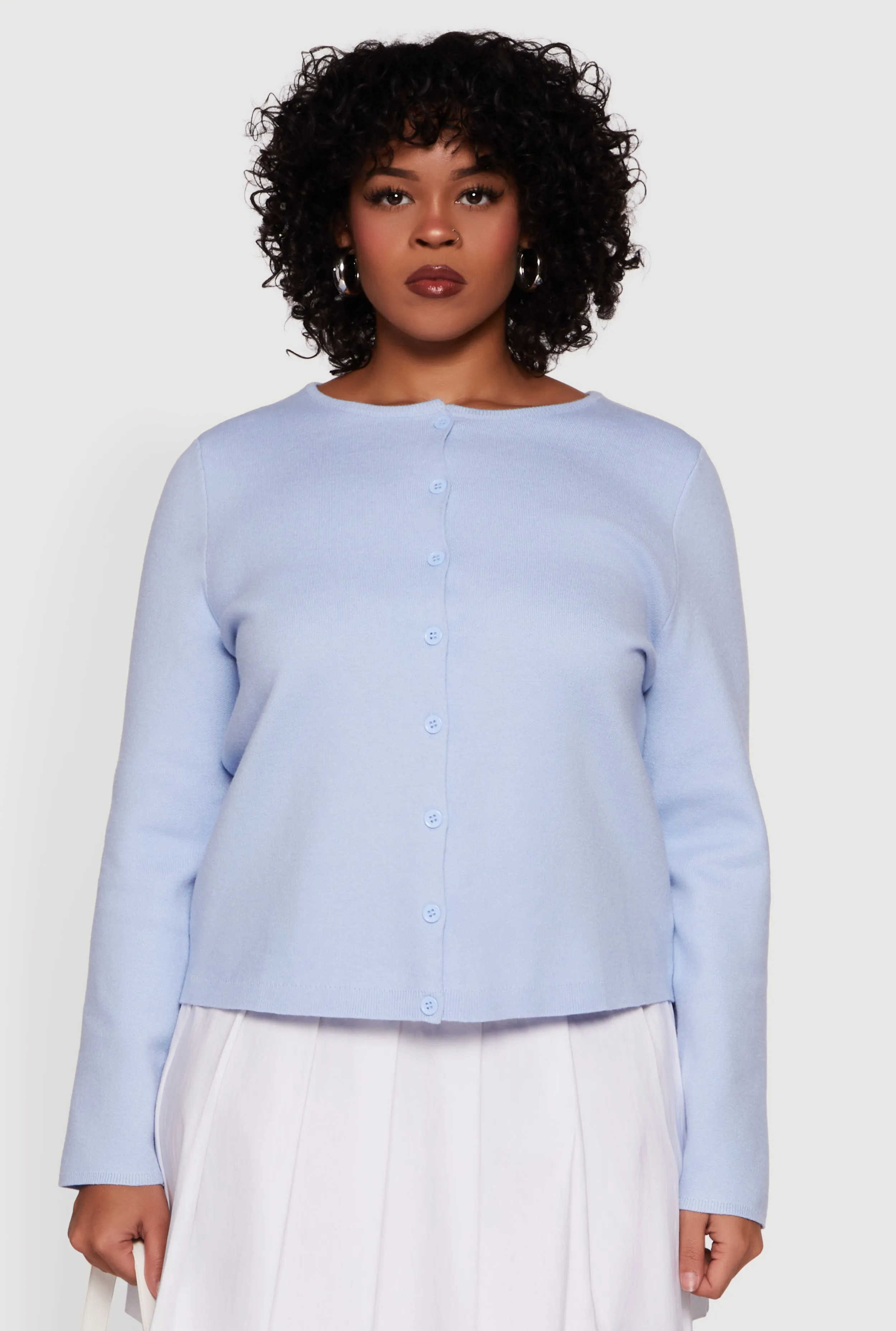 Plus Size Long Sleeve Button Front Cardigan sold by Rainbow product image thumbnail 2