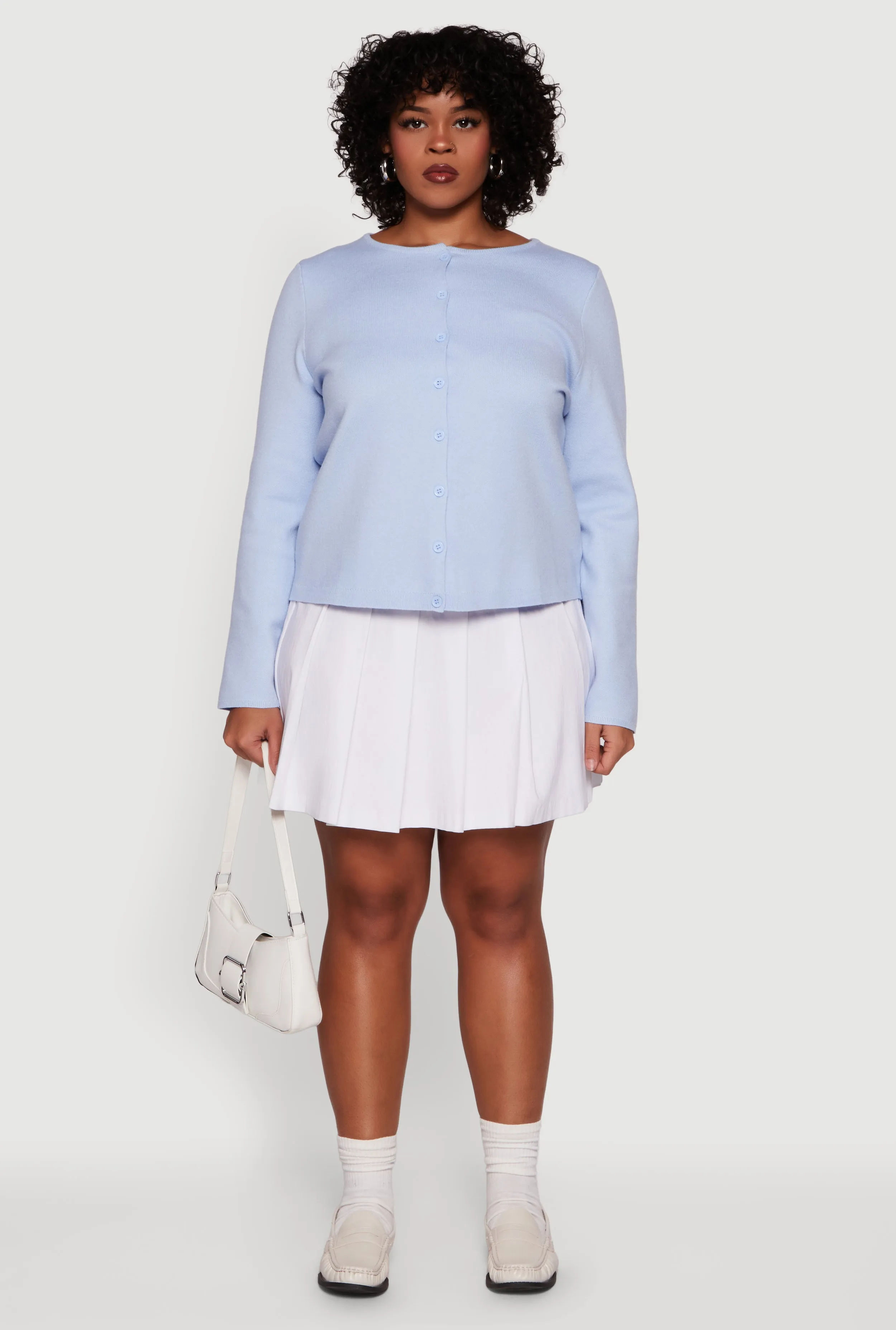 Plus Size Long Sleeve Button Front Cardigan sold by Rainbow