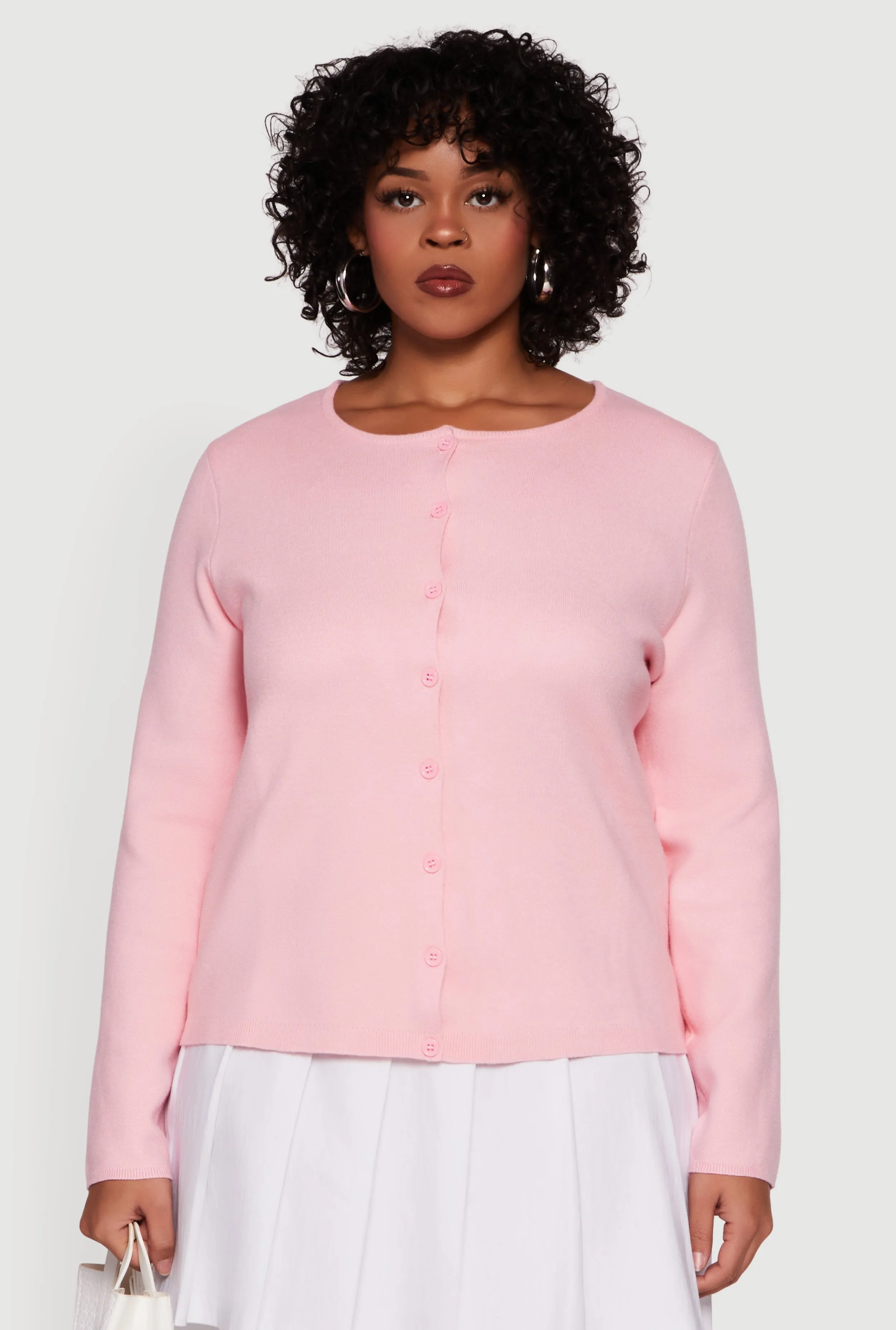 Plus Size Long Sleeve Button Front Cardigan sold by Rainbow product image thumbnail 2