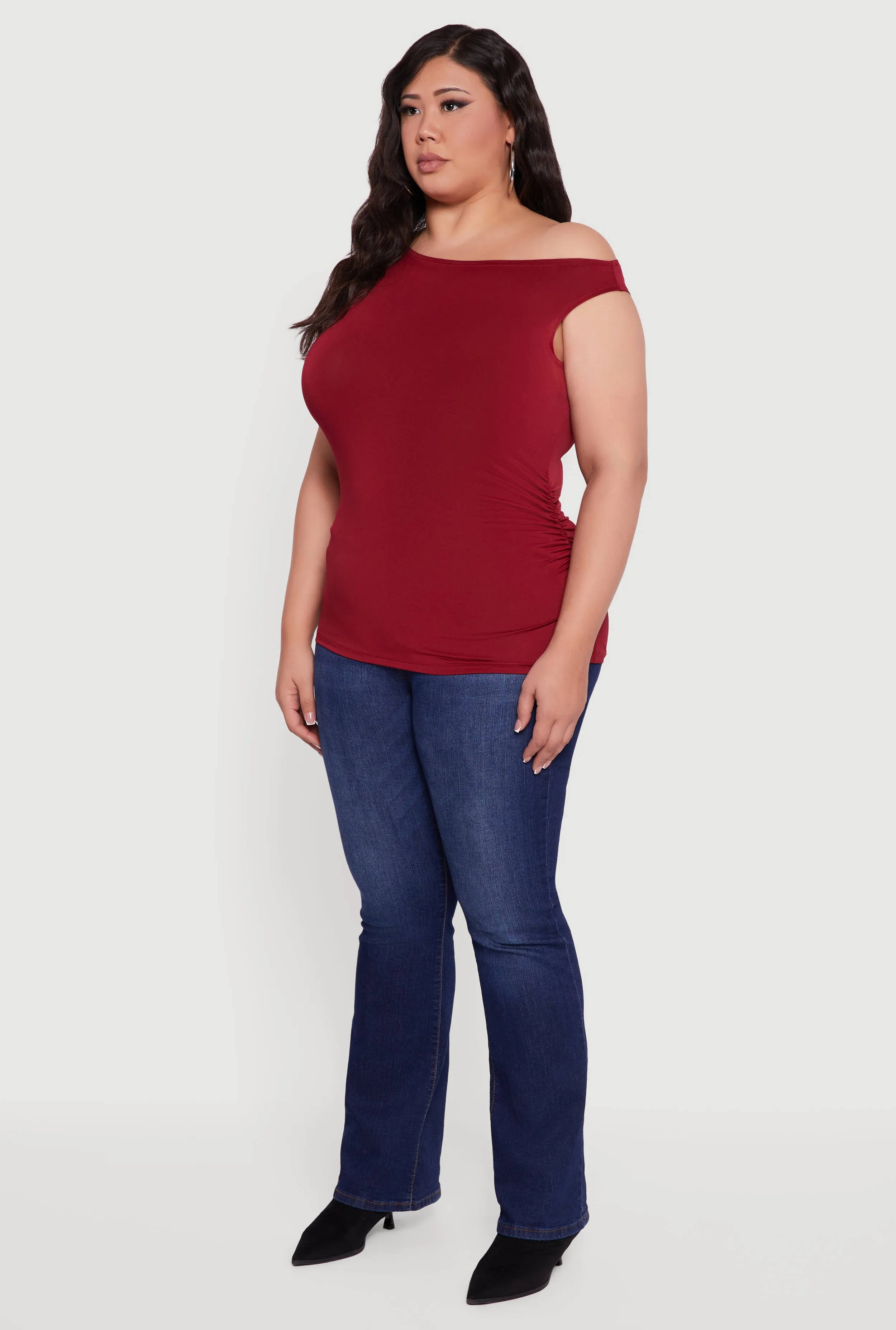 Plus Size Sleeveless Boat Neck Ruched Blouse sold by Rainbow product image thumbnail 5