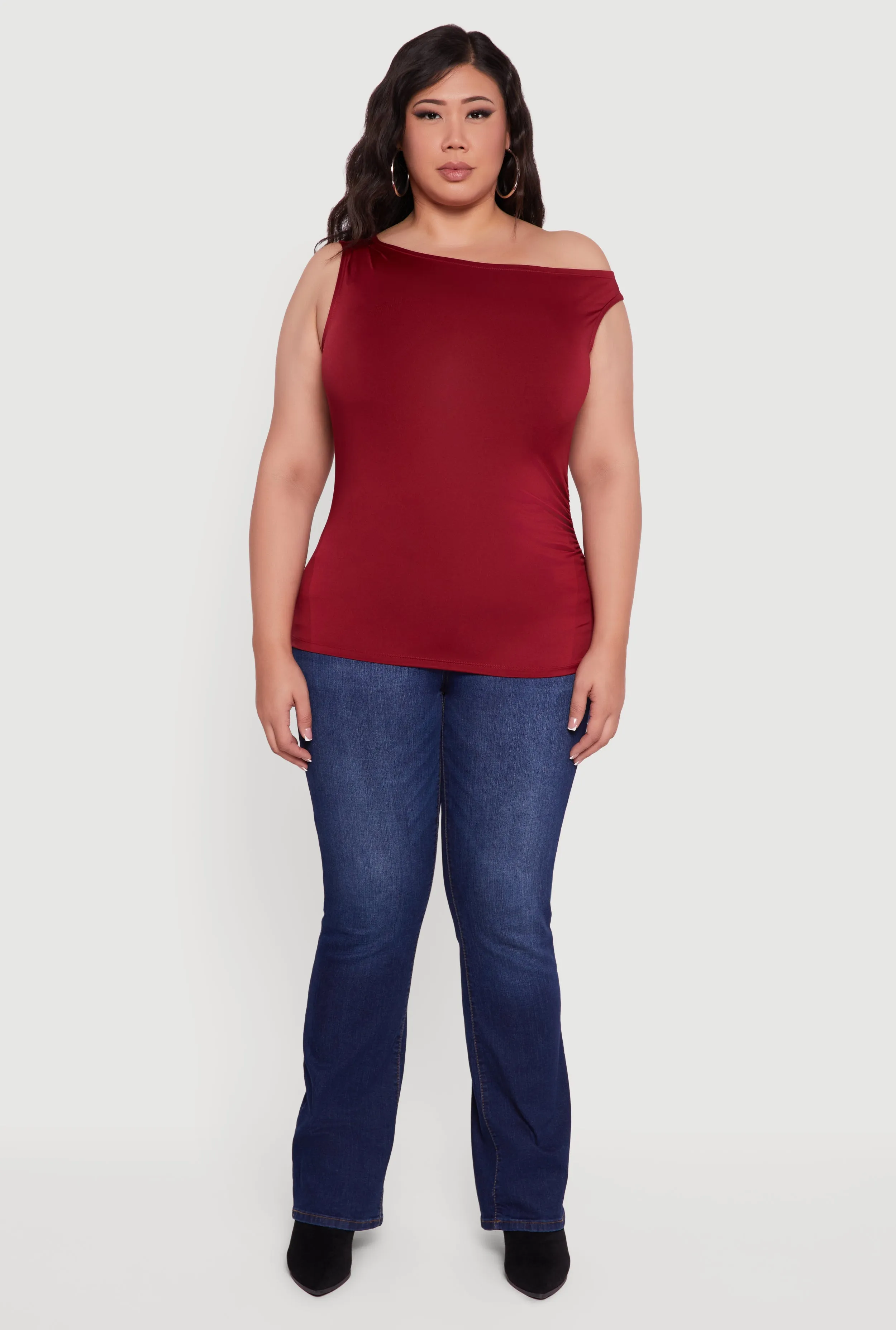 Plus Size Sleeveless Boat Neck Ruched Blouse sold by Rainbow product image thumbnail 3