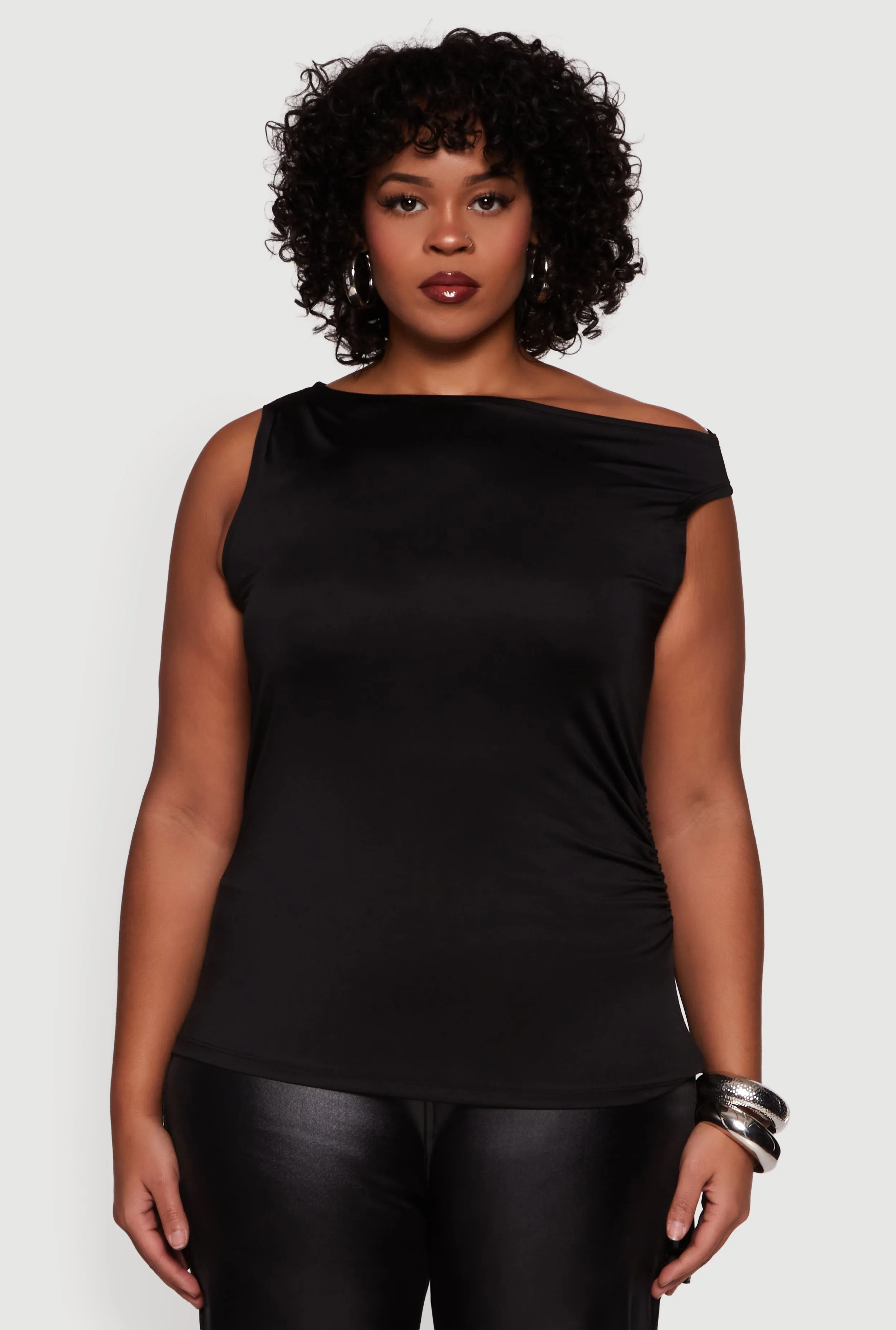 Plus Size Sleeveless Boat Neck Ruched Blouse sold by Rainbow product image thumbnail 2