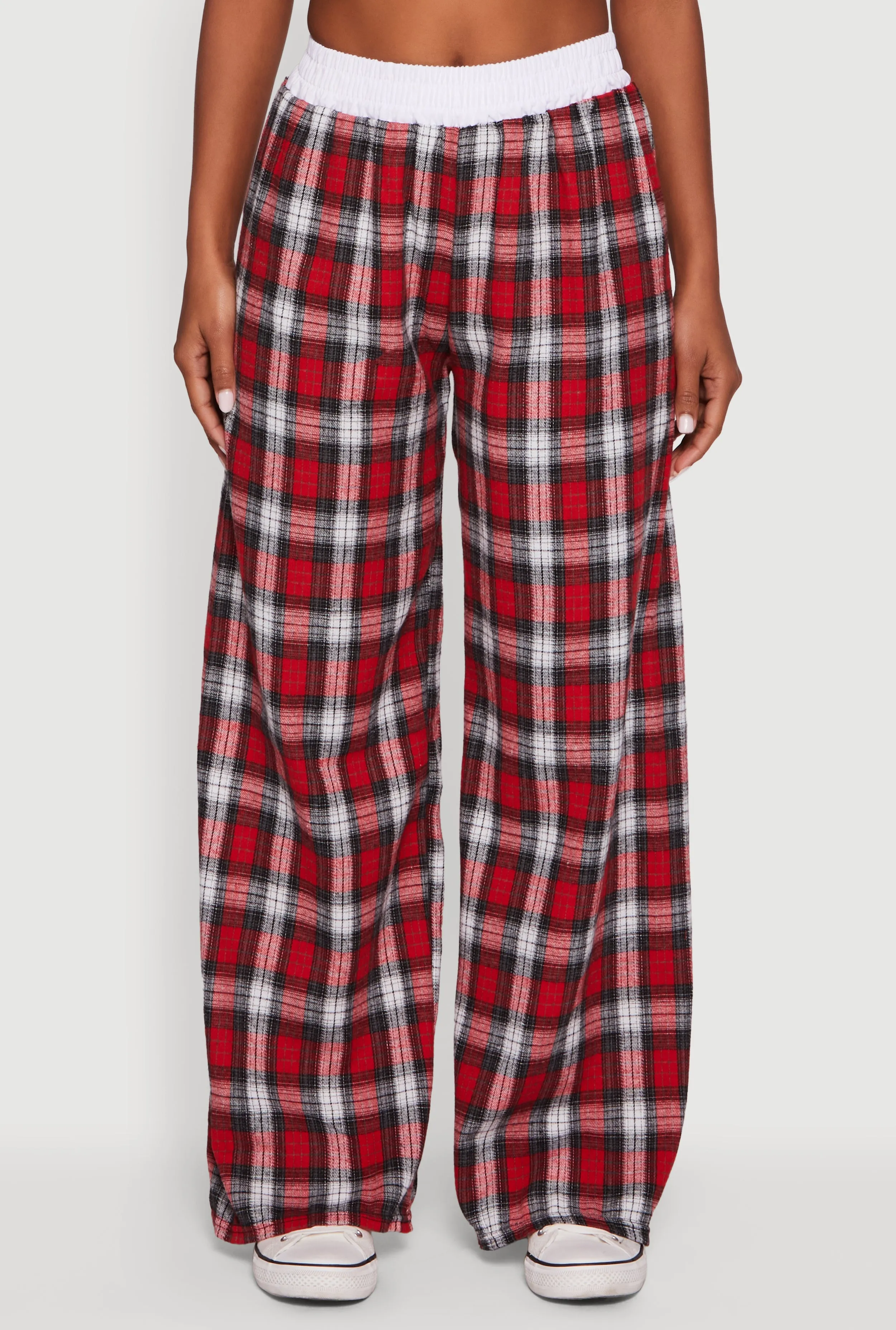 Plaid Contrast Trim High Waisted Wide Leg Pants sold by Rainbow product image thumbnail 5