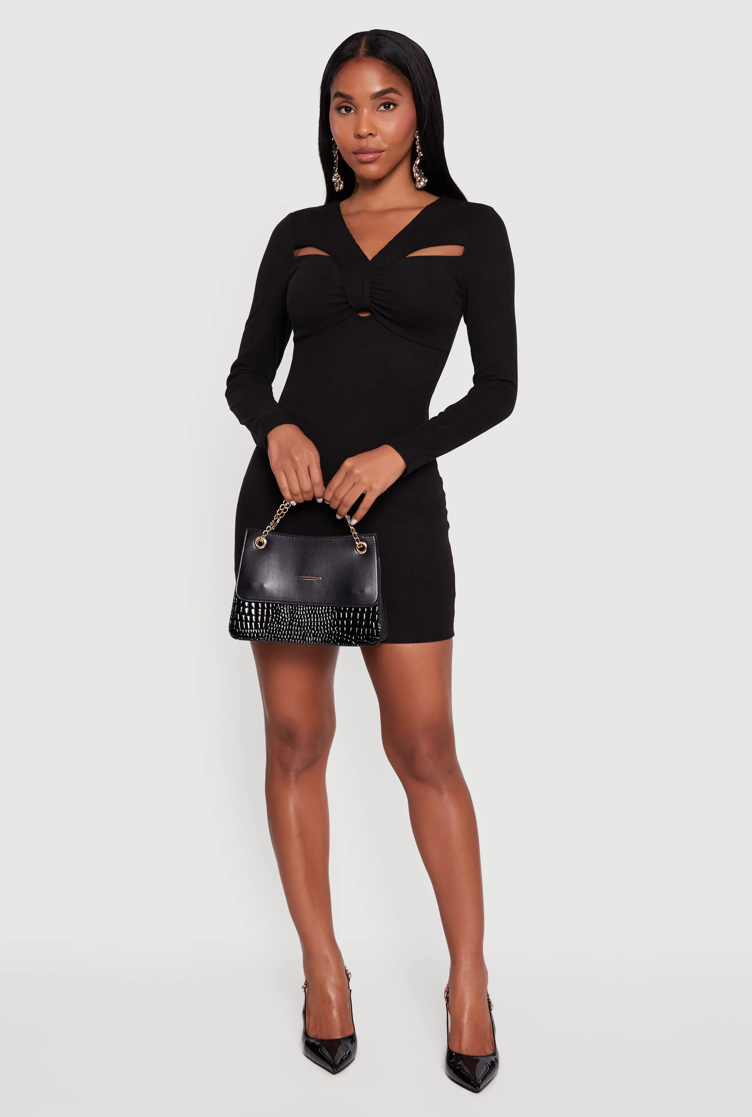 Ribbed Knit Padded Cup Twist Front Dress sold by Rainbow product image thumbnail 2