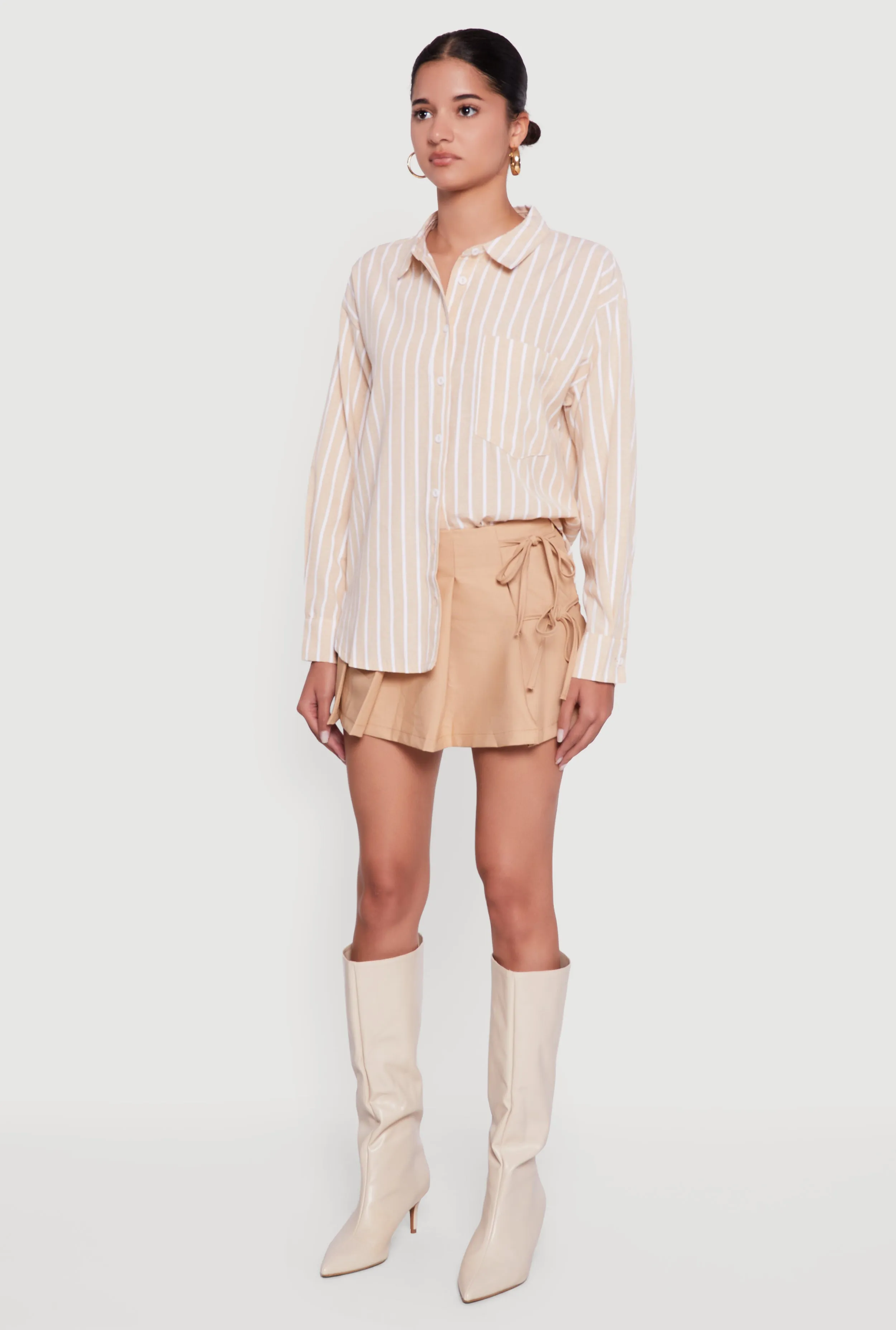 Striped Poplin Button Front Long Sleeve Shirt sold by Rainbow product image thumbnail 5
