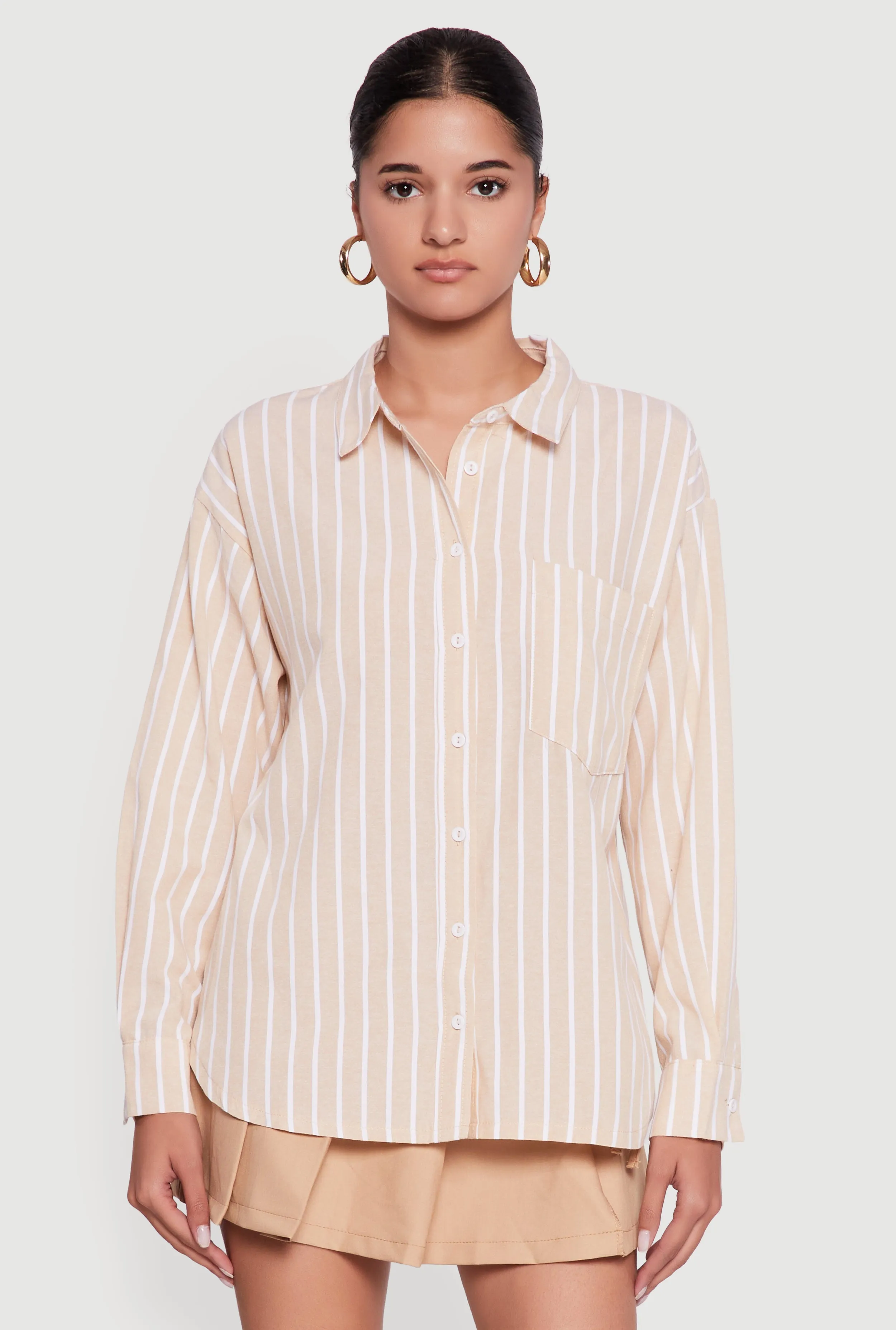 Striped Poplin Button Front Long Sleeve Shirt sold by Rainbow product image thumbnail 2