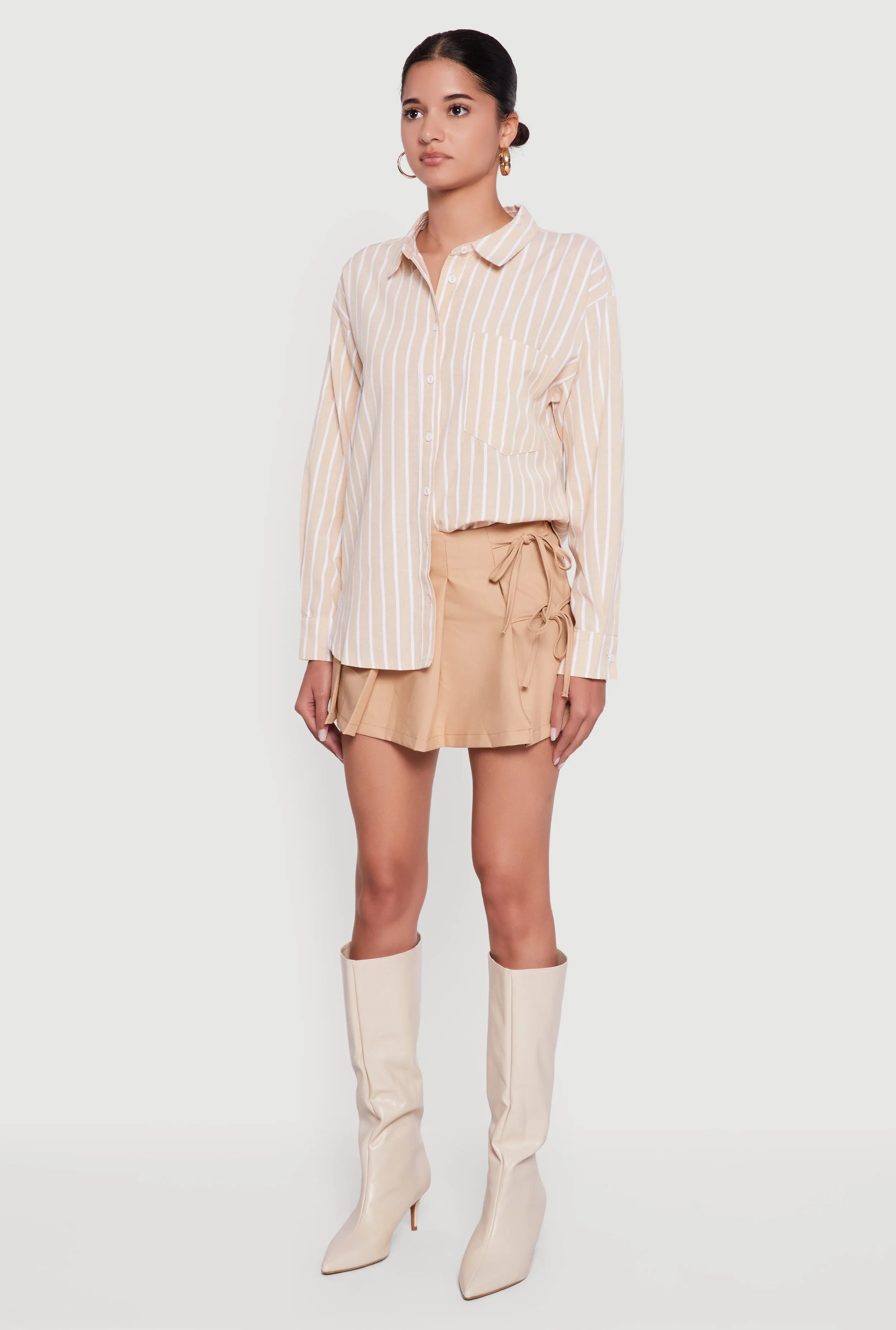 Striped Poplin Button Front Long Sleeve Shirt sold by Rainbow product image thumbnail 3