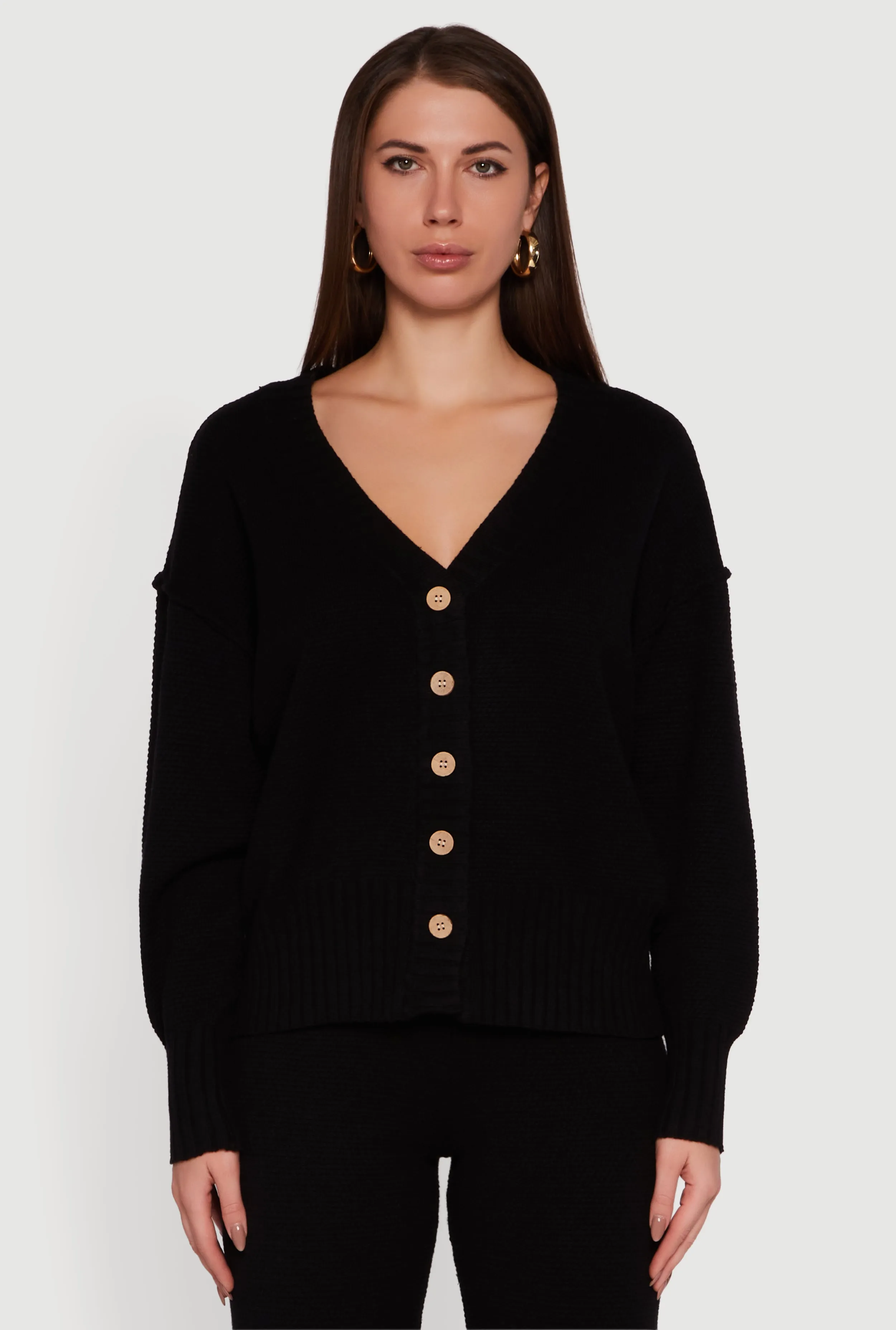 Drop Shoulder Button Front Cardigan sold by Rainbow