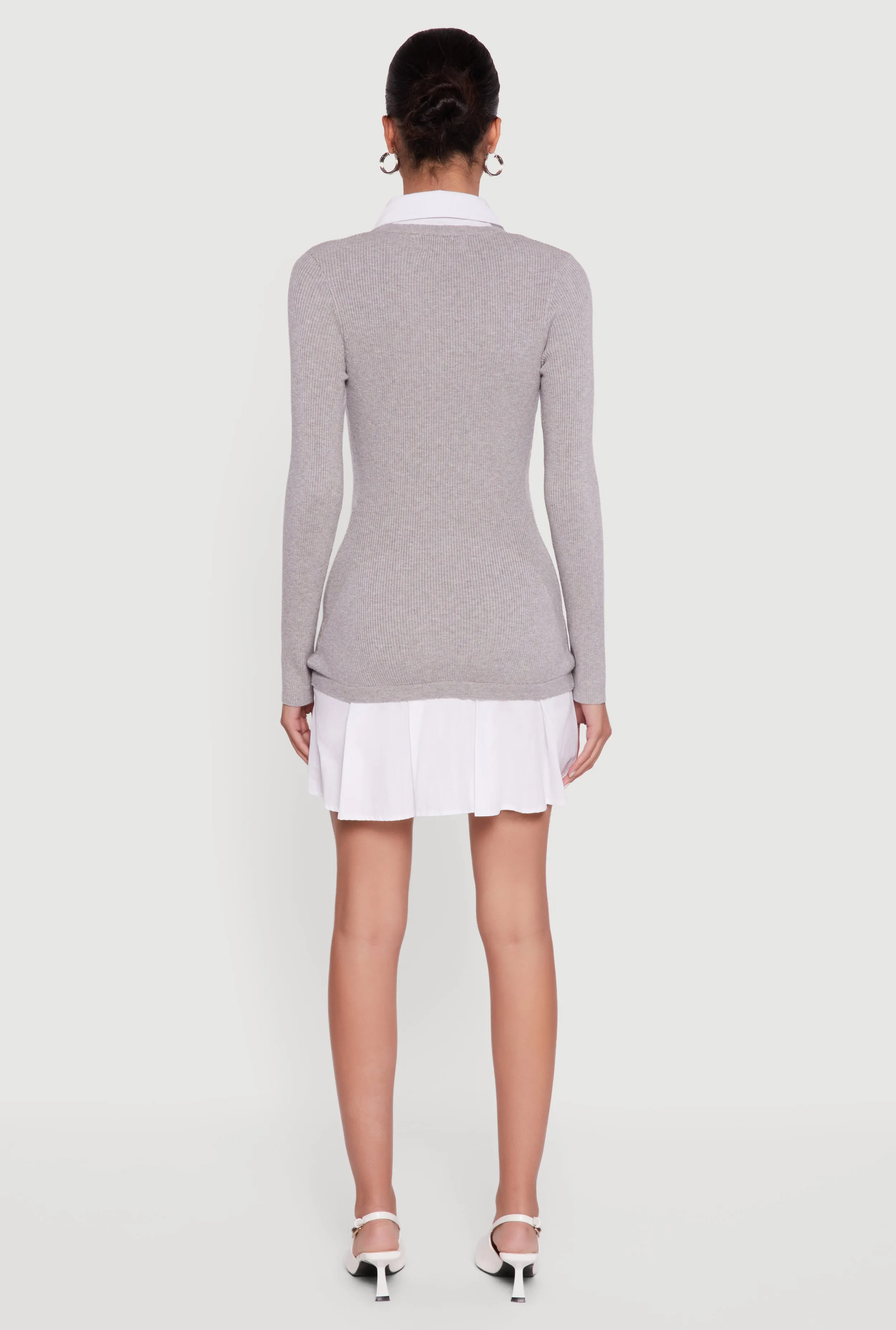 Rib Knit Layered Pleated Sweater Dress sold by Rainbow product image thumbnail 5