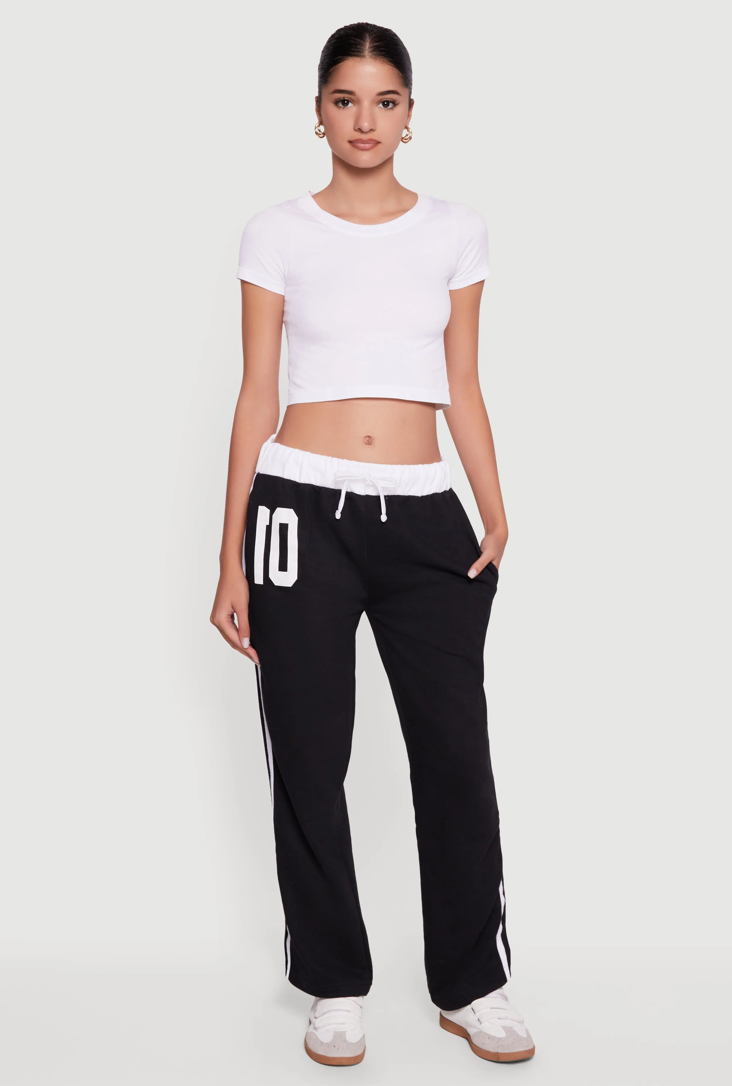 Drawstring Waist 10 Graphic Varsity Stripe Sweatpants sold by Rainbow product image thumbnail 2