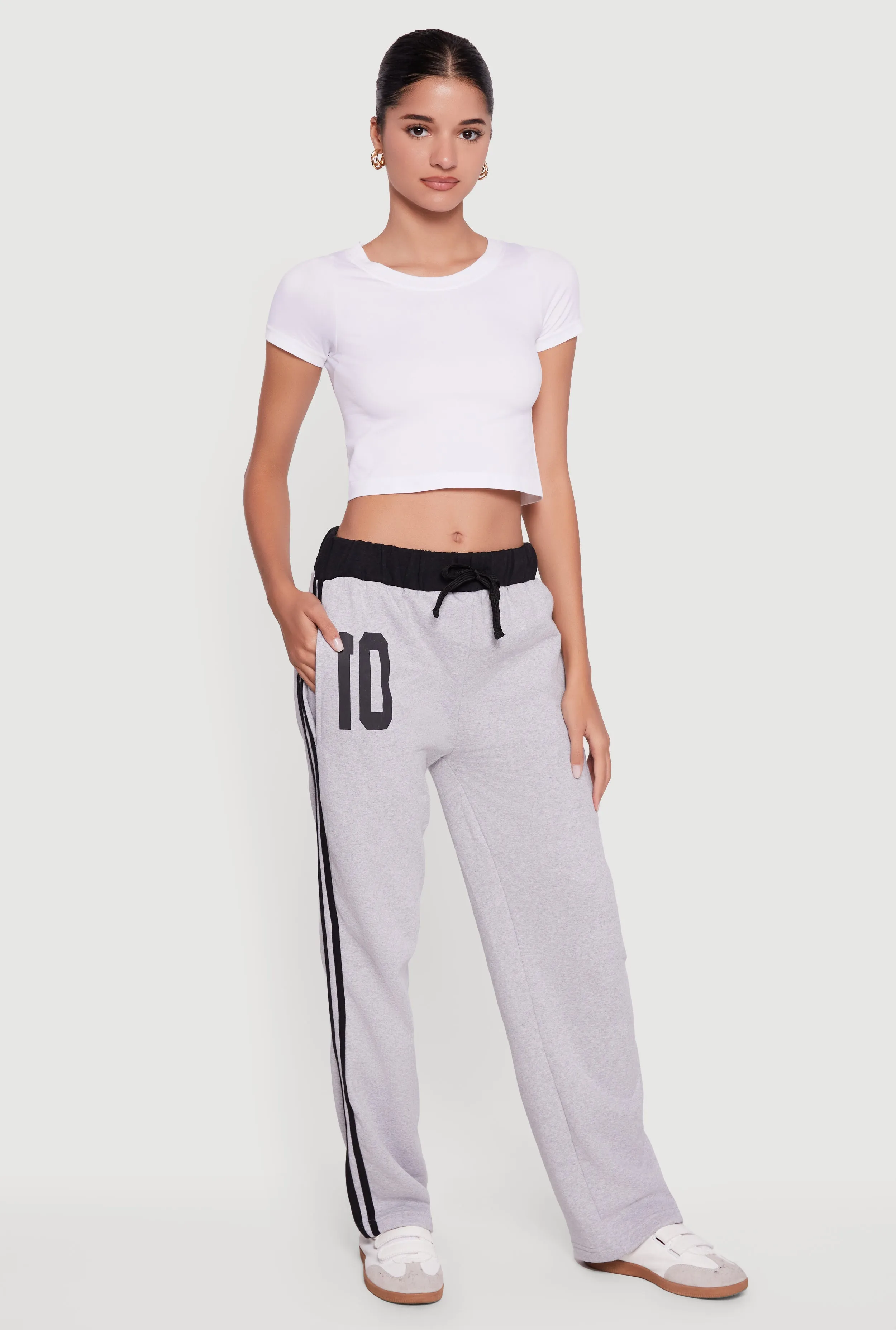 Drawstring Waist 10 Graphic Varsity Stripe Sweatpants sold by Rainbow product image thumbnail 3