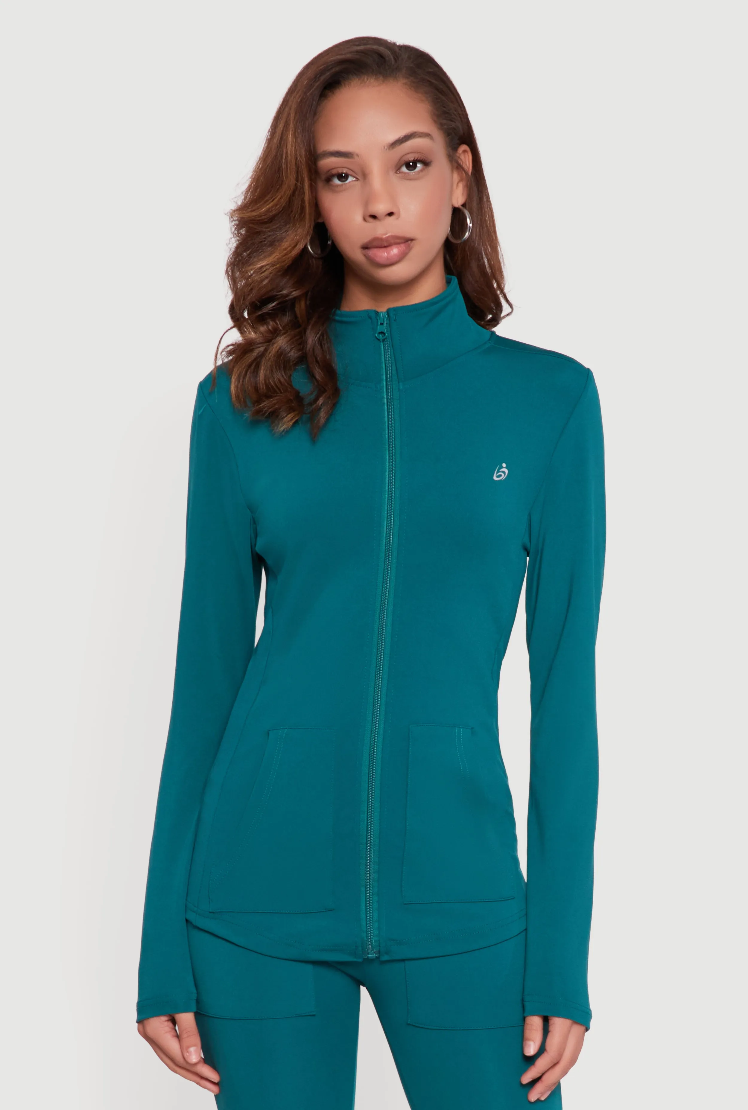 Long Sleeve Mock Neck Zip Front Track Jacket sold by Rainbow