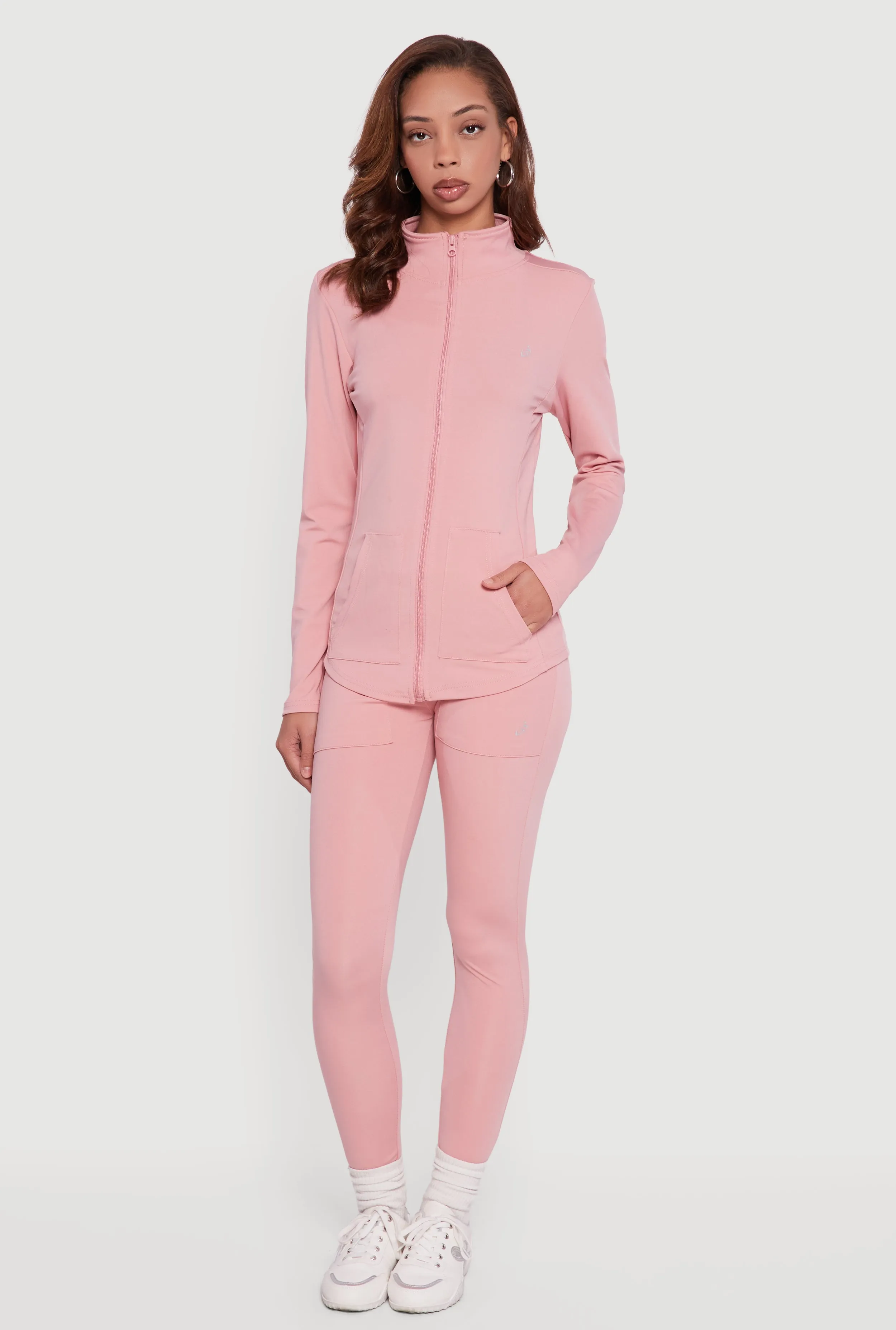 Long Sleeve Mock Neck Zip Front Track Jacket sold by Rainbow product image thumbnail 2