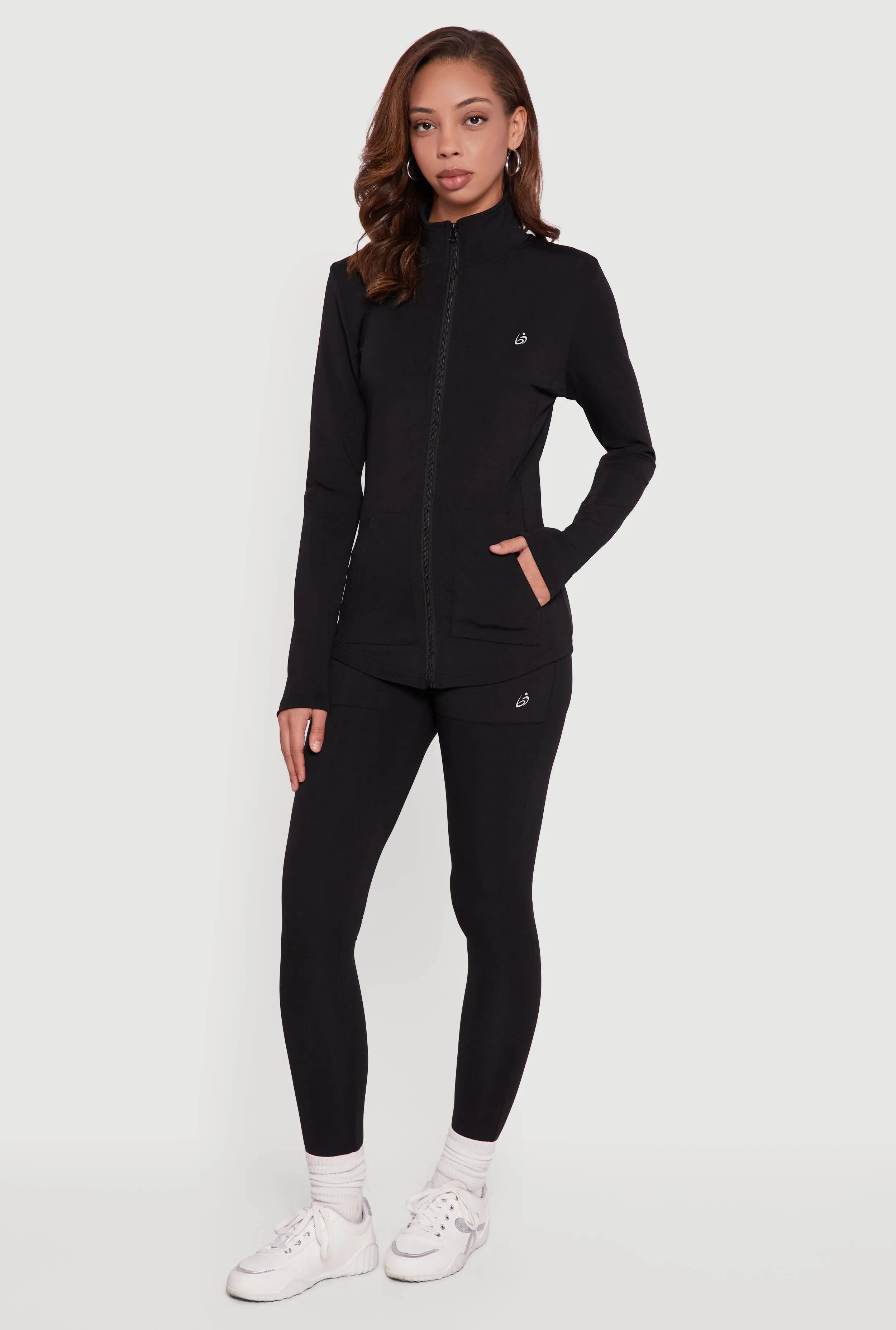 Long Sleeve Mock Neck Zip Front Track Jacket sold by Rainbow product image thumbnail 2