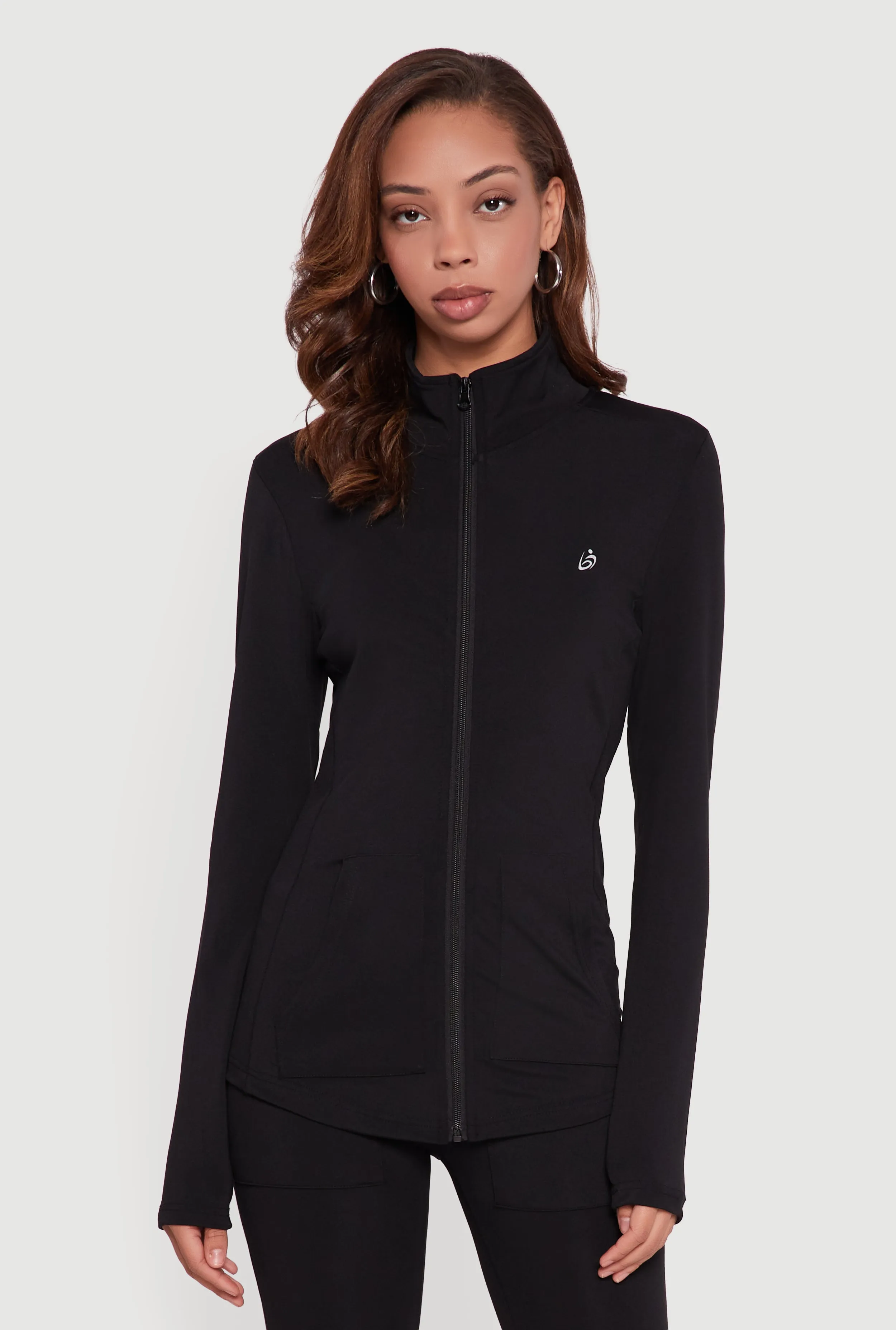 Long Sleeve Mock Neck Zip Front Track Jacket sold by Rainbow