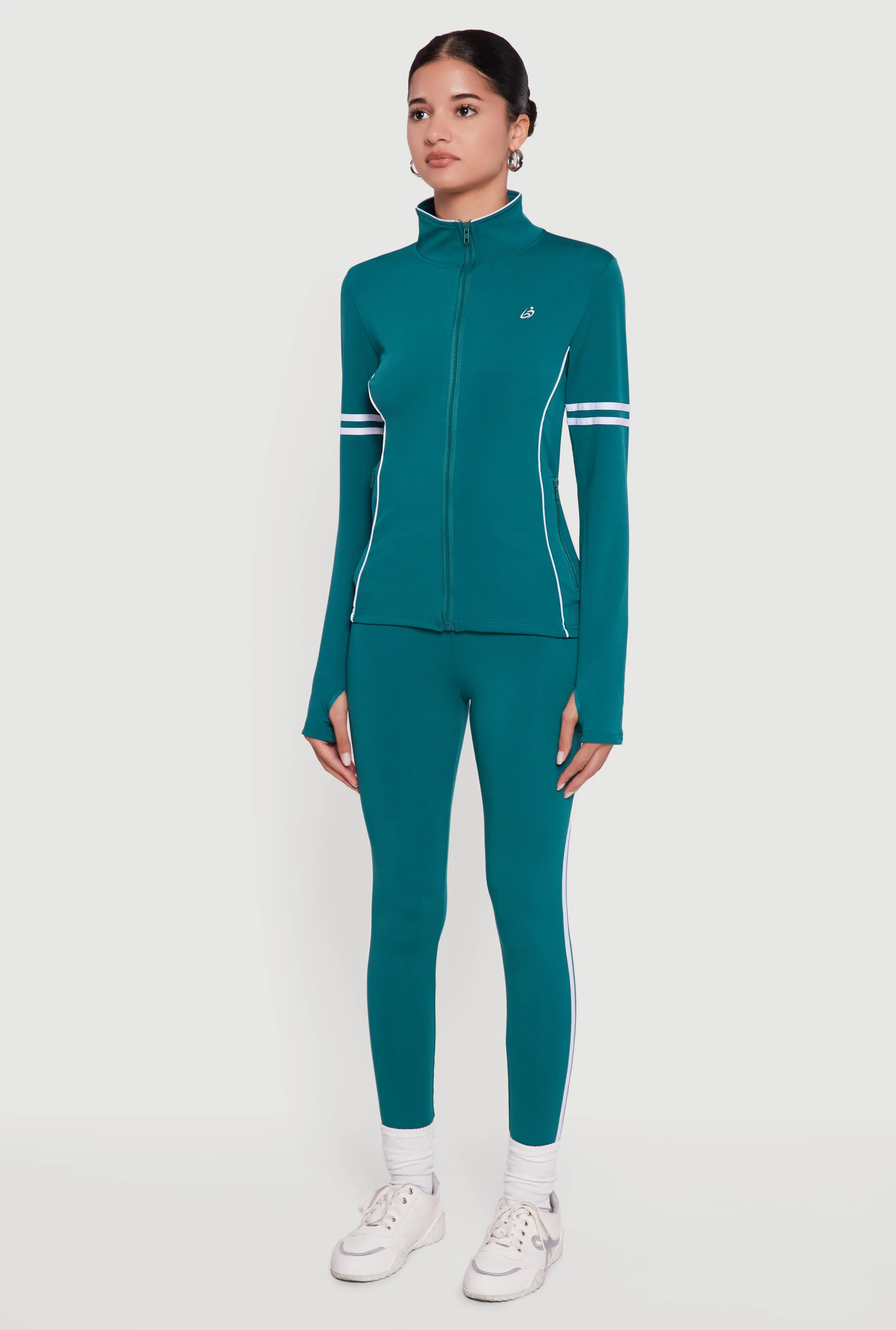 Zip Front Mock Neck Varsity Stripe Track Jacket sold by Rainbow product image thumbnail 5