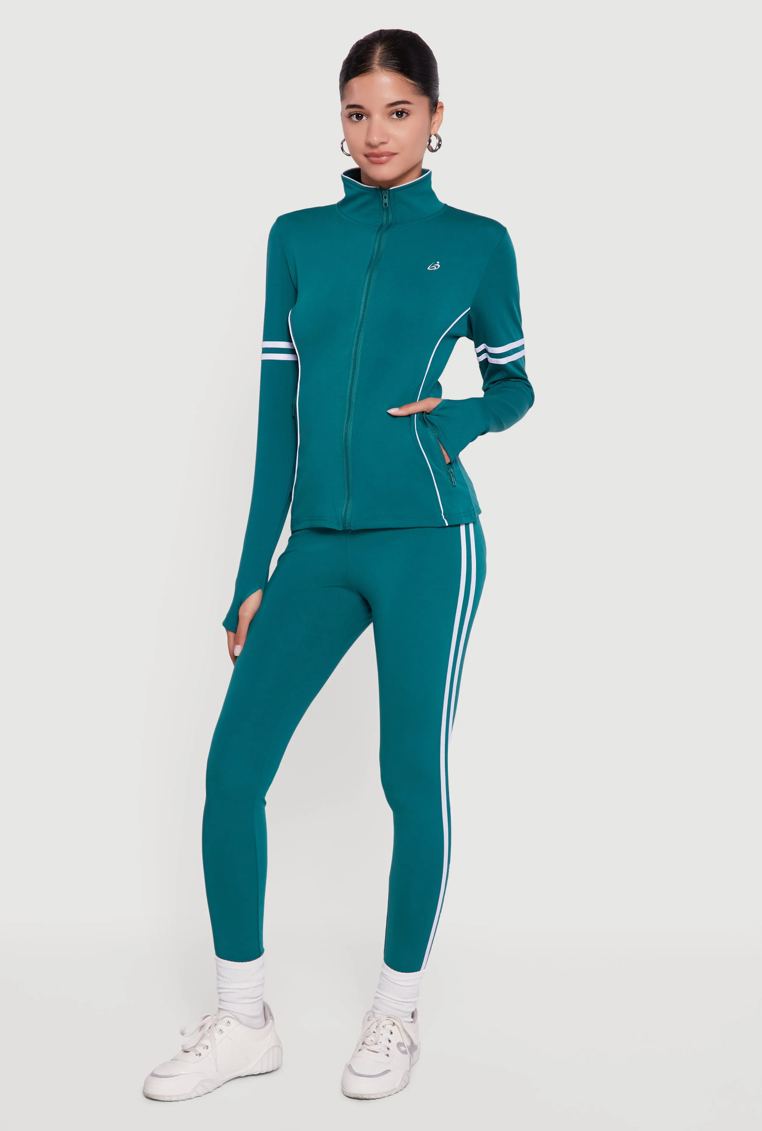 Zip Front Mock Neck Varsity Stripe Track Jacket sold by Rainbow product image thumbnail 2