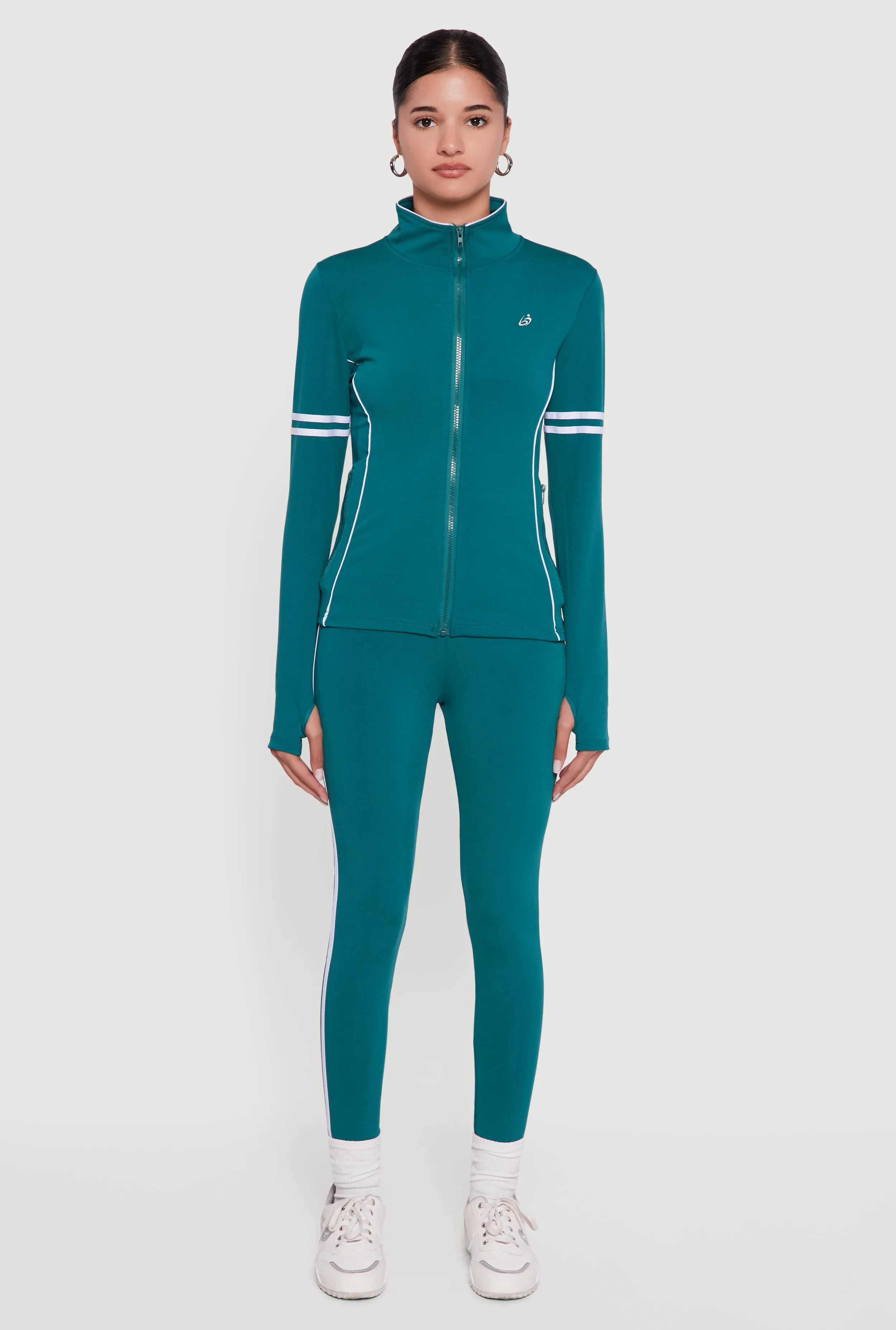 Zip Front Mock Neck Varsity Stripe Track Jacket sold by Rainbow product image thumbnail 3