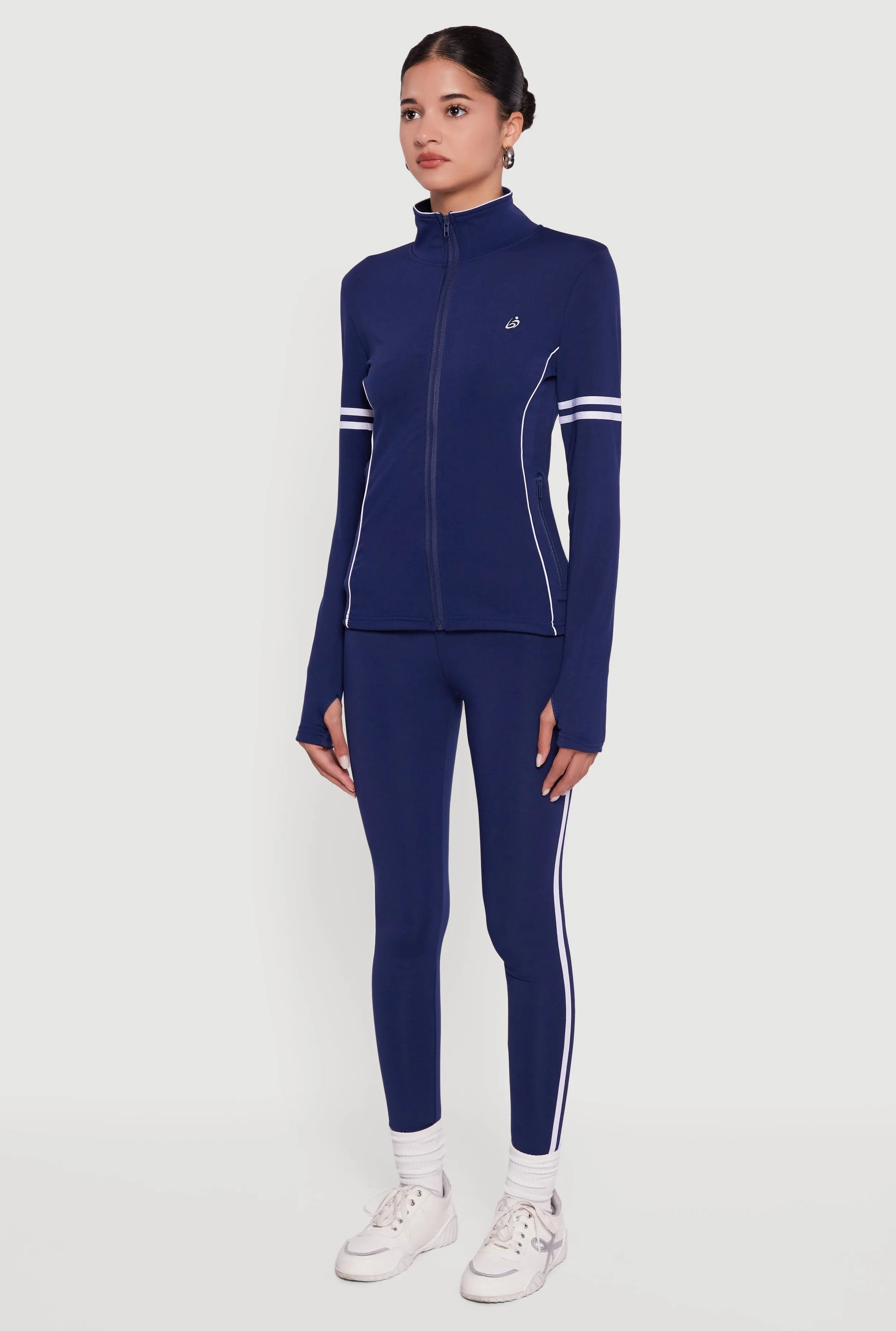 Zip Front Mock Neck Varsity Stripe Track Jacket sold by Rainbow product image thumbnail 5